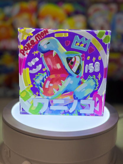 Totodile Evolution Chain CustomMade Pokemon Crystal Acrylic Block 10x10x1.5cm-Gift For him-Pokemon fan-Pokemon TCG PTCG Full Art