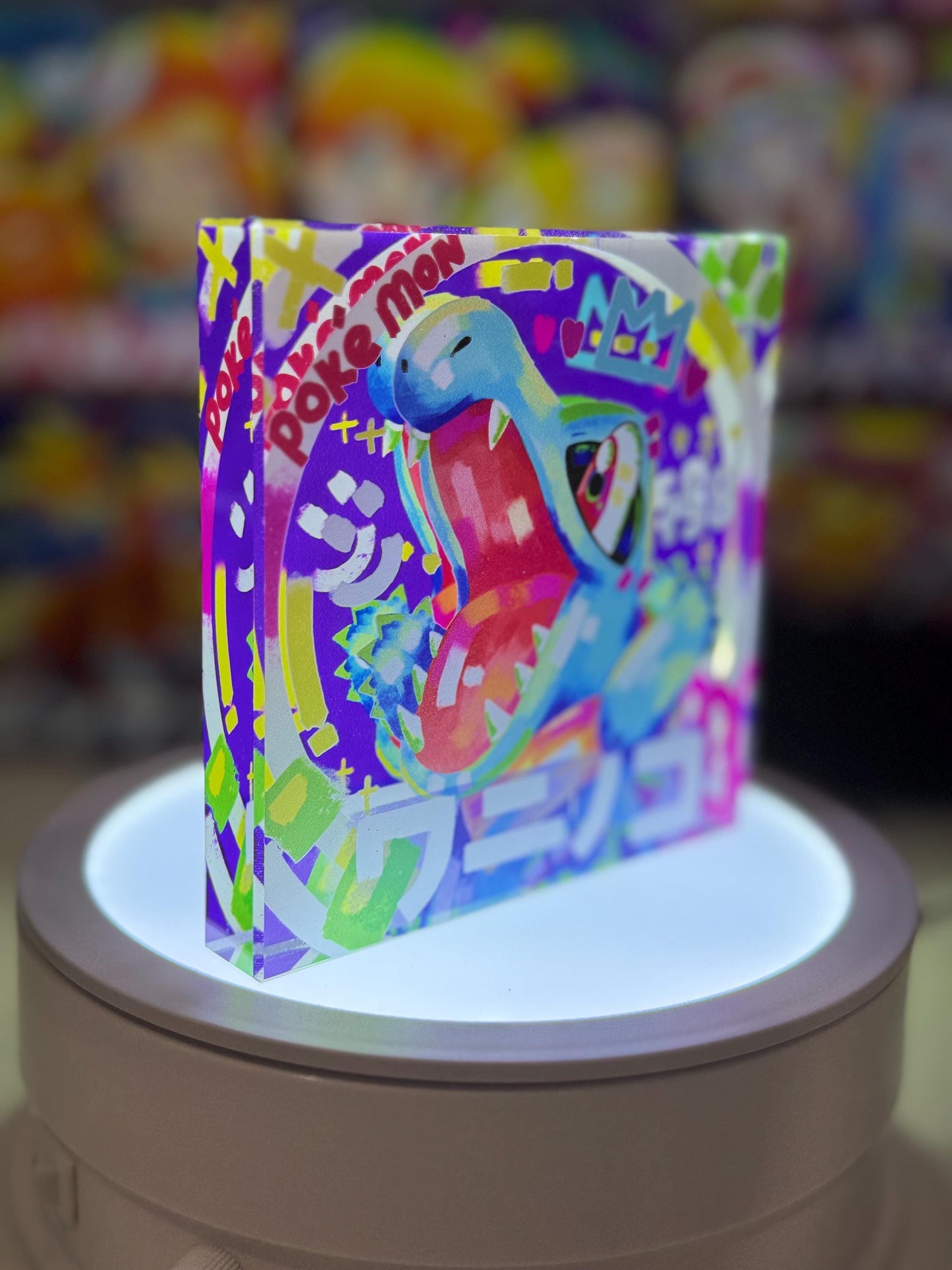 Totodile Evolution Chain CustomMade Pokemon Crystal Acrylic Block 10x10x1.5cm-Gift For him-Pokemon fan-Pokemon TCG PTCG Full Art