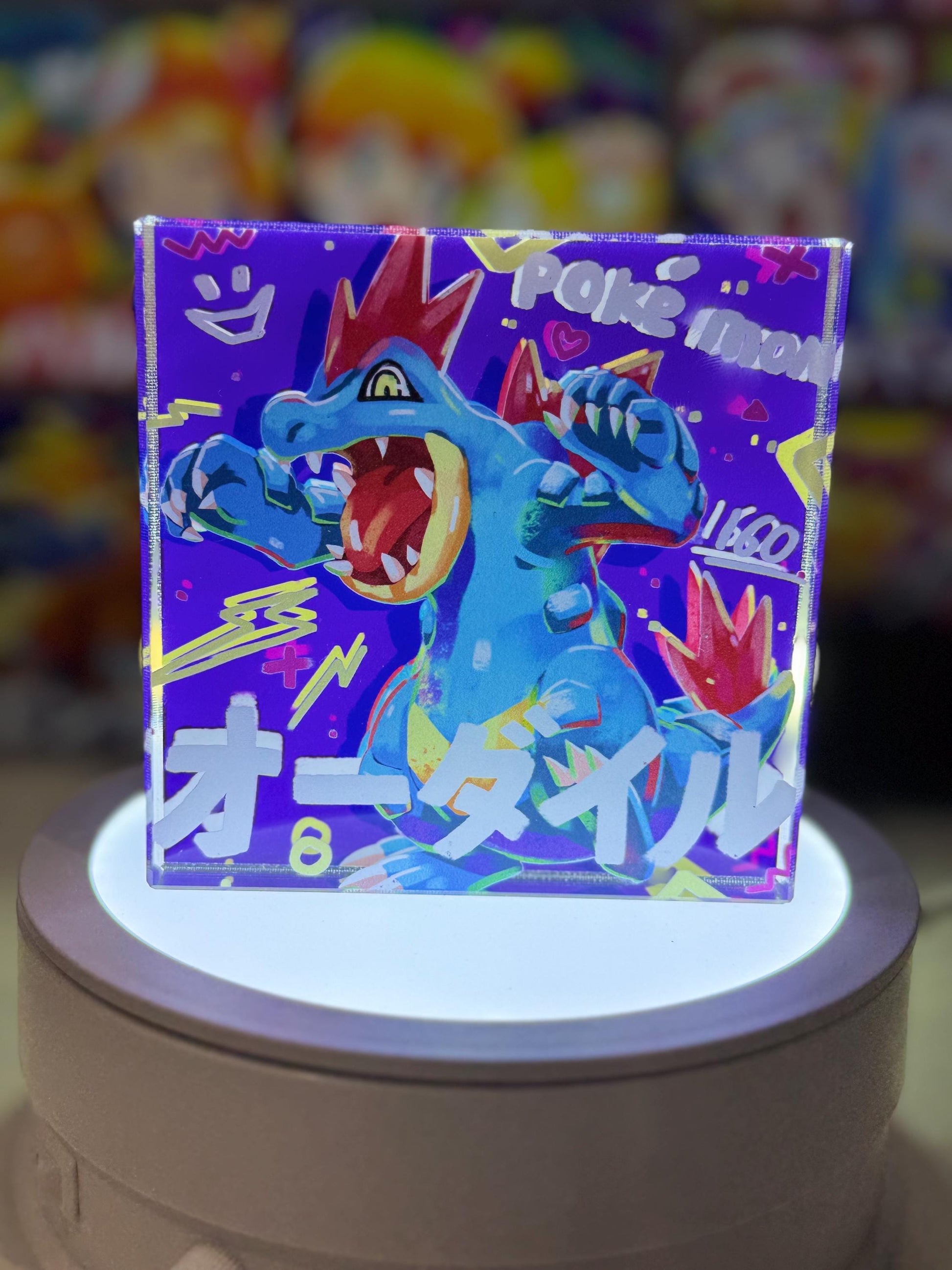 Totodile Evolution Chain CustomMade Pokemon Crystal Acrylic Block 10x10x1.5cm-Gift For him-Pokemon fan-Pokemon TCG PTCG Full Art