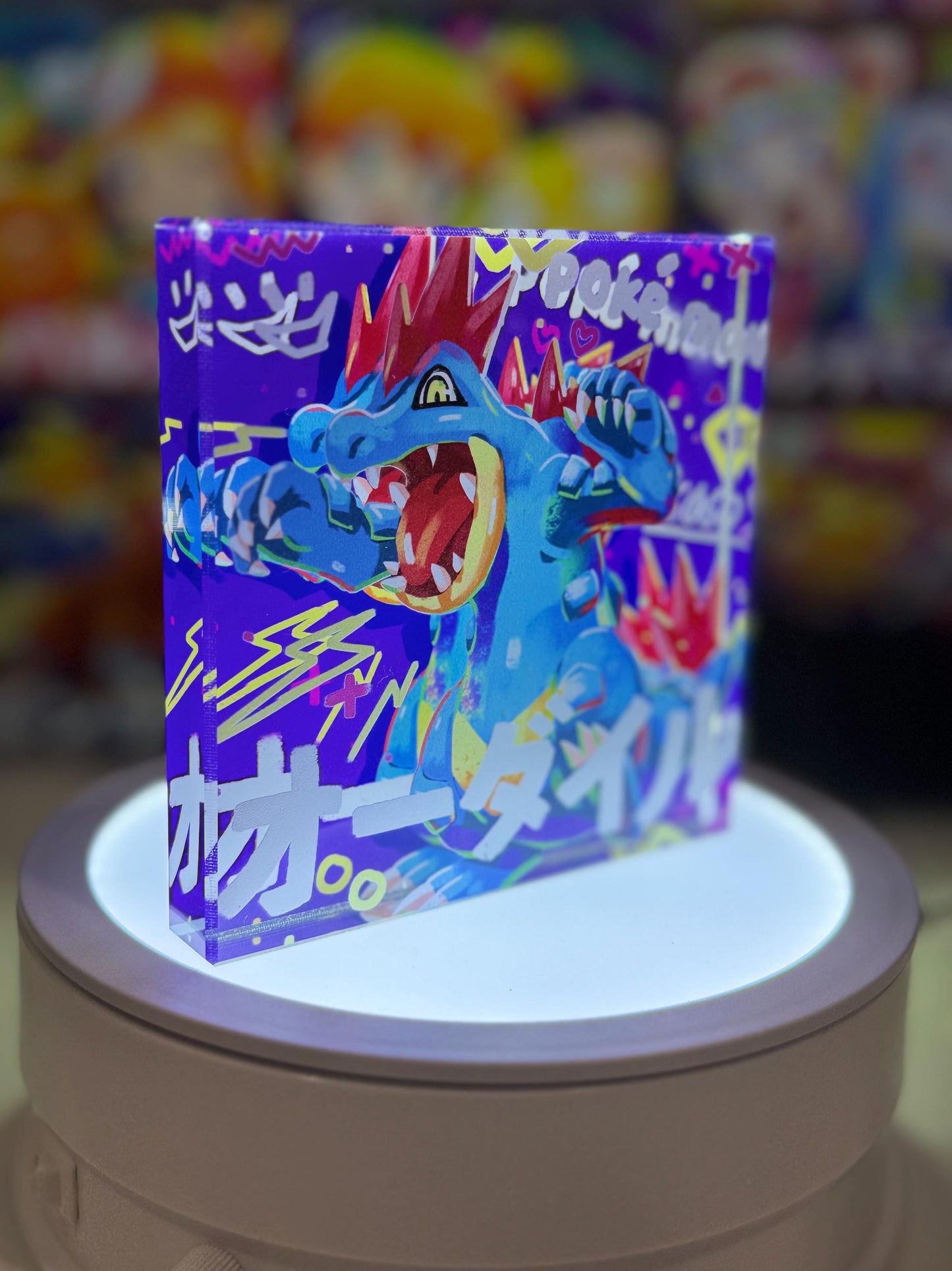 Totodile Evolution Chain CustomMade Pokemon Crystal Acrylic Block 10x10x1.5cm-Gift For him-Pokemon fan-Pokemon TCG PTCG Full Art