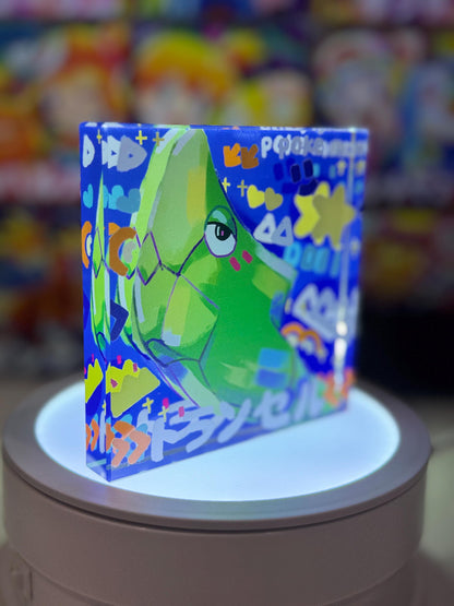 Caterpie Evolution Chain CustomMade Pokemon Crystal Acrylic Block 10x10x1.5cm-Gift For him-Pokemon fan-Pokemon TCG PTCG Full Art