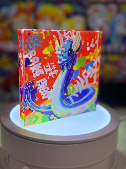 Dragonite Evolution Chain CustomMade Pokemon Crystal Acrylic Block 10x10x1.5cm-Gift For him-Pokemon fan-Pokemon TCG PTCG Full Art