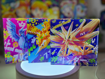 Articuno Zapdos Moltres Legendary CustomMade Pokemon Crystal Acrylic Block 10x10x1.5cm-Gift For him-Pokemon fan-Pokemon TCG PTCG Full Art