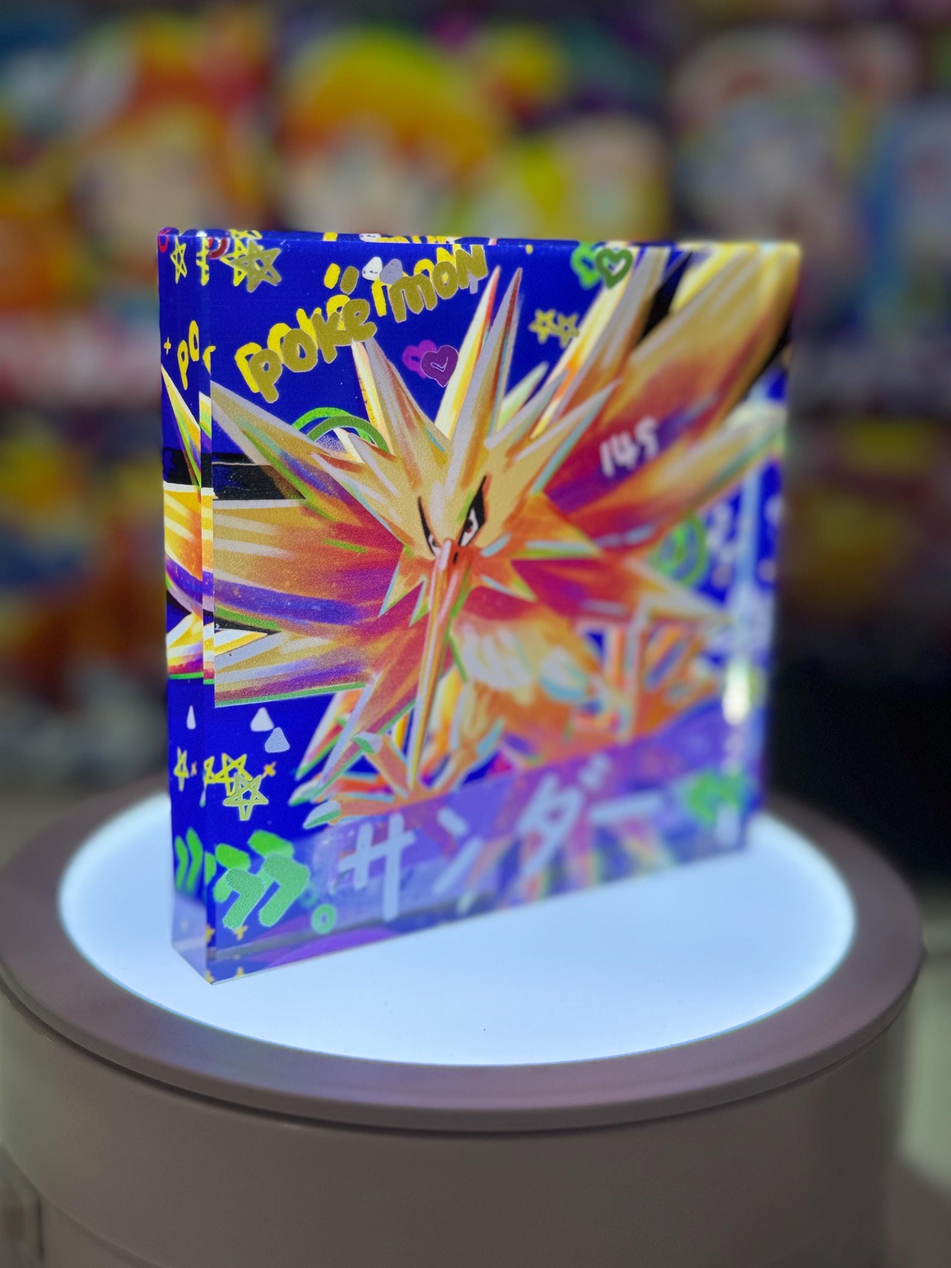 Articuno Zapdos Moltres Legendary CustomMade Pokemon Crystal Acrylic Block 10x10x1.5cm-Gift For him-Pokemon fan-Pokemon TCG PTCG Full Art