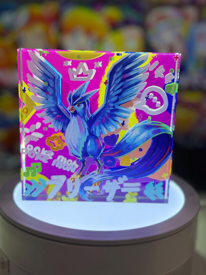Articuno Zapdos Moltres Legendary CustomMade Pokemon Crystal Acrylic Block 10x10x1.5cm-Gift For him-Pokemon fan-Pokemon TCG PTCG Full Art