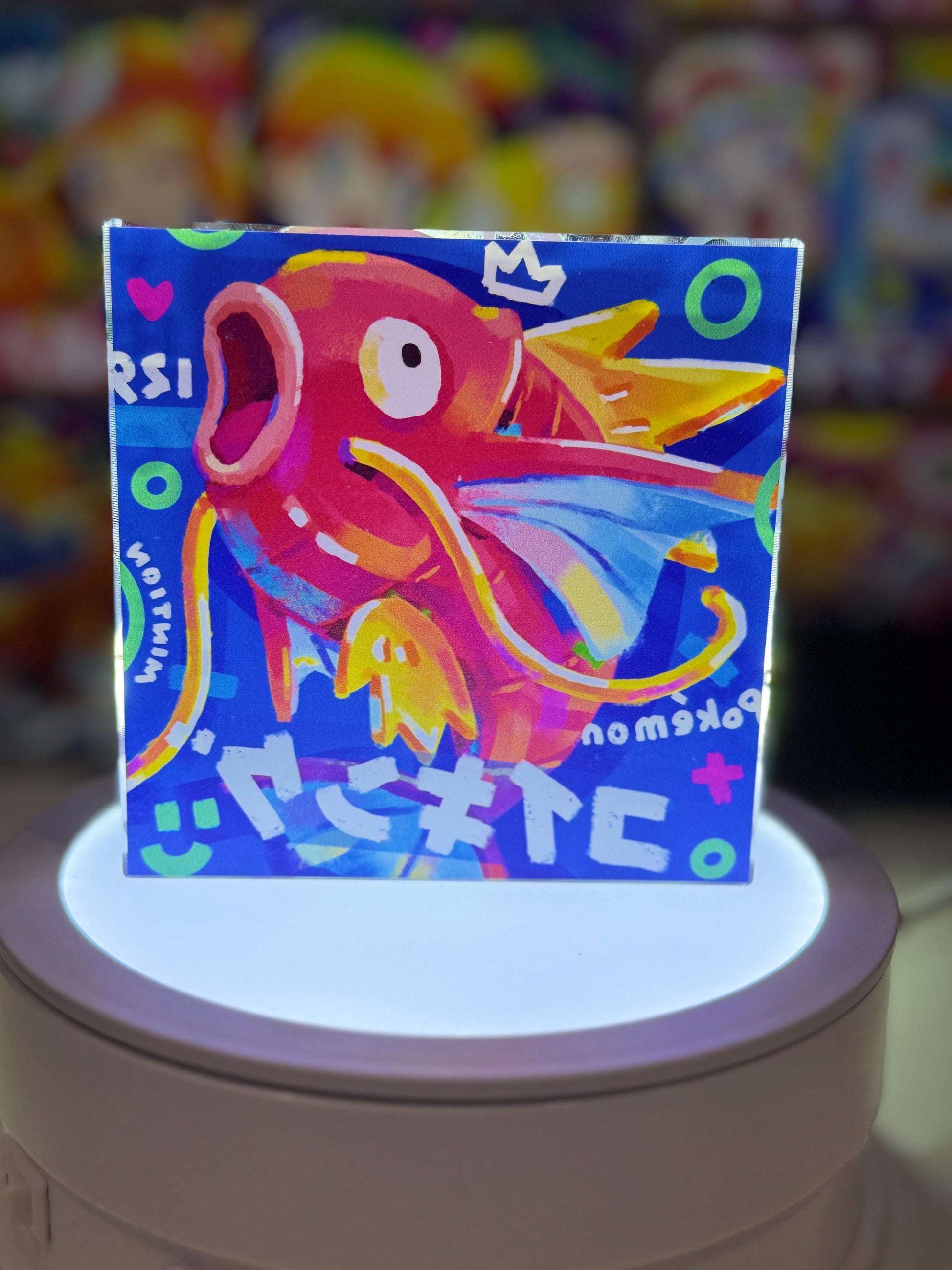 Magikarp Gyarados Evolution Chain CustomMade Pokemon Crystal Acrylic Block 10x10x1.5cm-Gift For him-Pokemon fan-Pokemon TCG PTCG Full Art