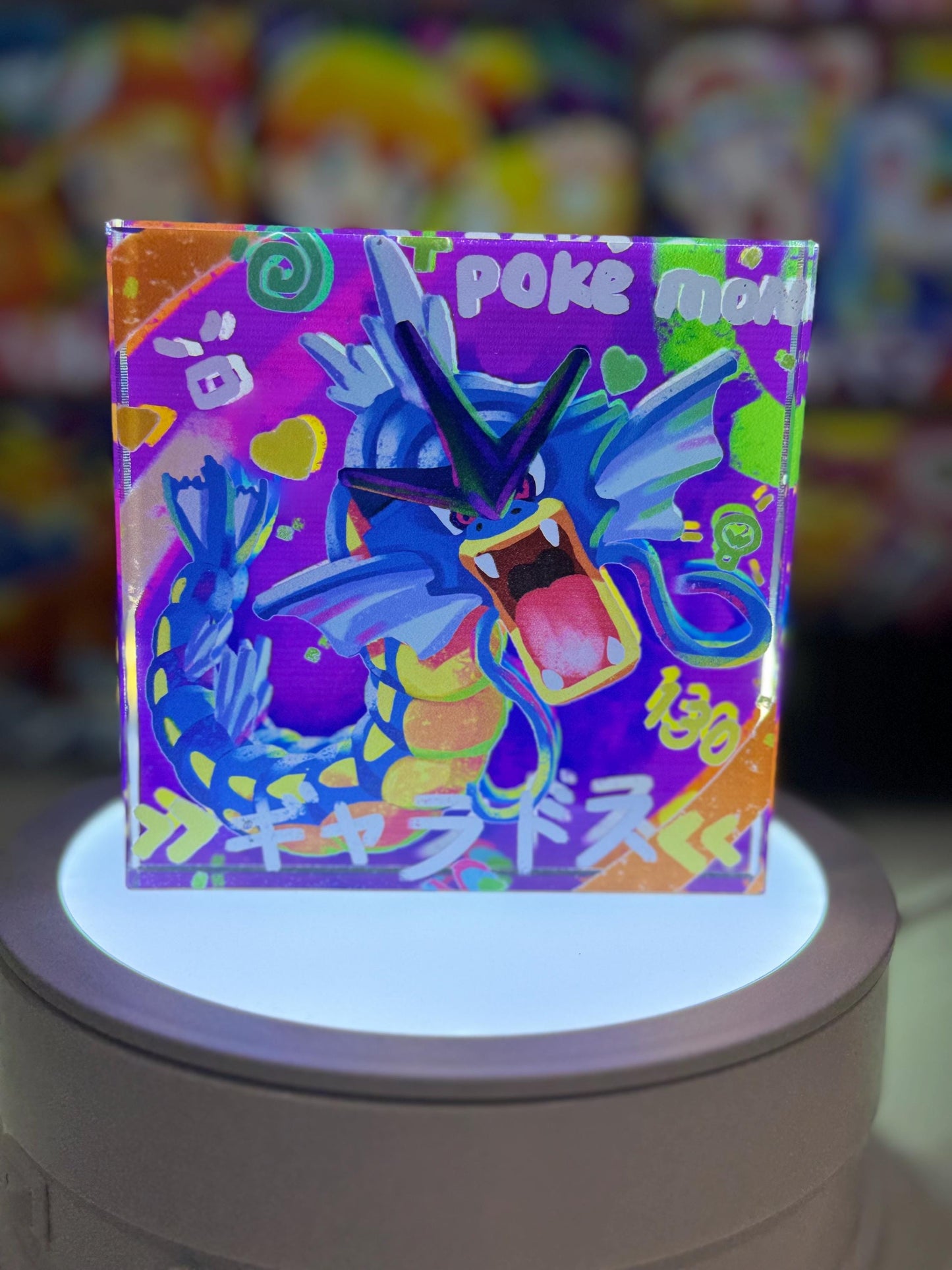 Magikarp Gyarados Evolution Chain CustomMade Pokemon Crystal Acrylic Block 10x10x1.5cm-Gift For him-Pokemon fan-Pokemon TCG PTCG Full Art
