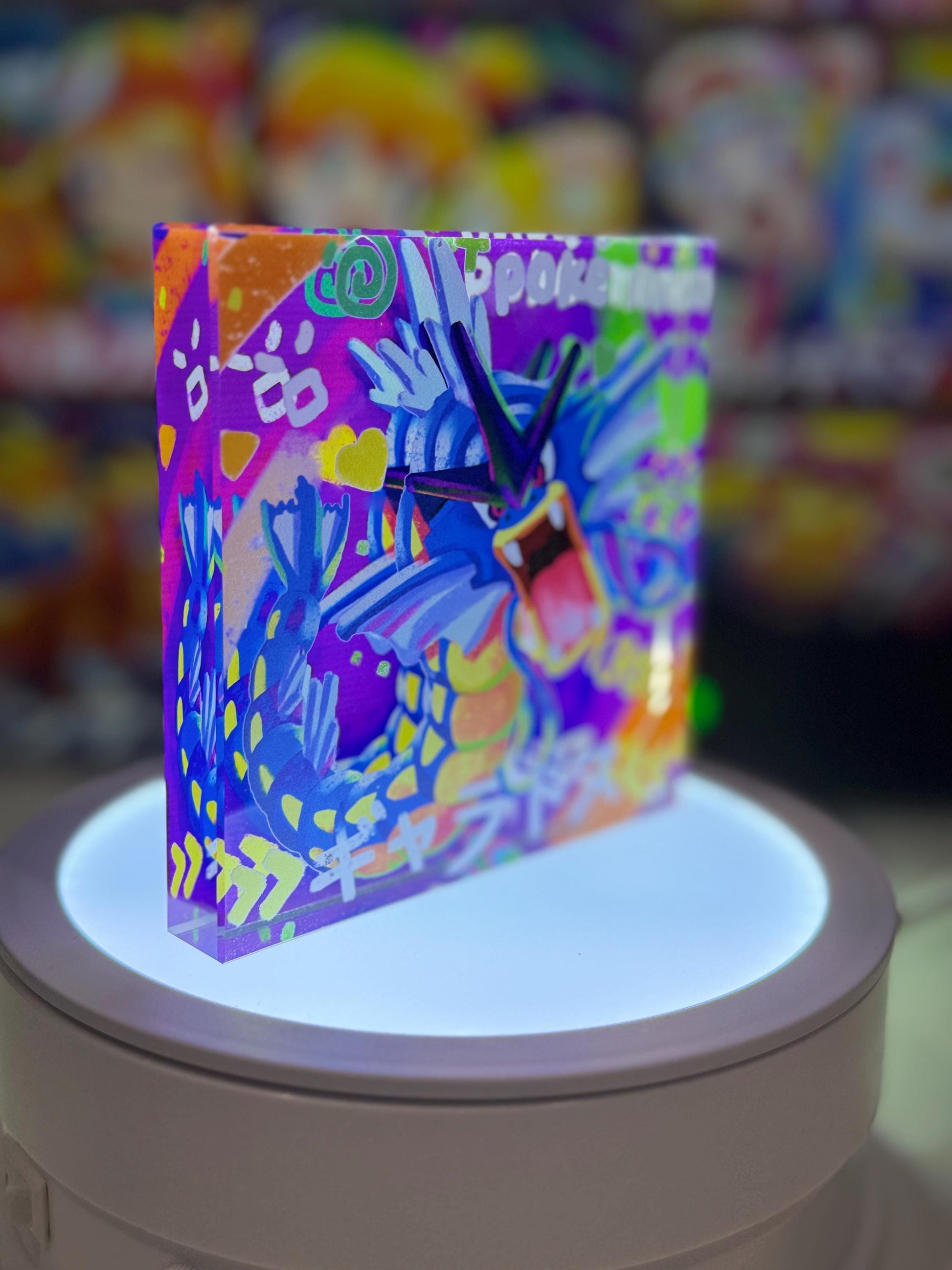 Magikarp Gyarados Evolution Chain CustomMade Pokemon Crystal Acrylic Block 10x10x1.5cm-Gift For him-Pokemon fan-Pokemon TCG PTCG Full Art