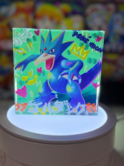 Psyduck Golduck Evolution CustomMade Pokemon Crystal Acrylic Block 10x10x1.5cm-Gift For him-Pokemon fan-Pokemon TCG PTCG Full Art