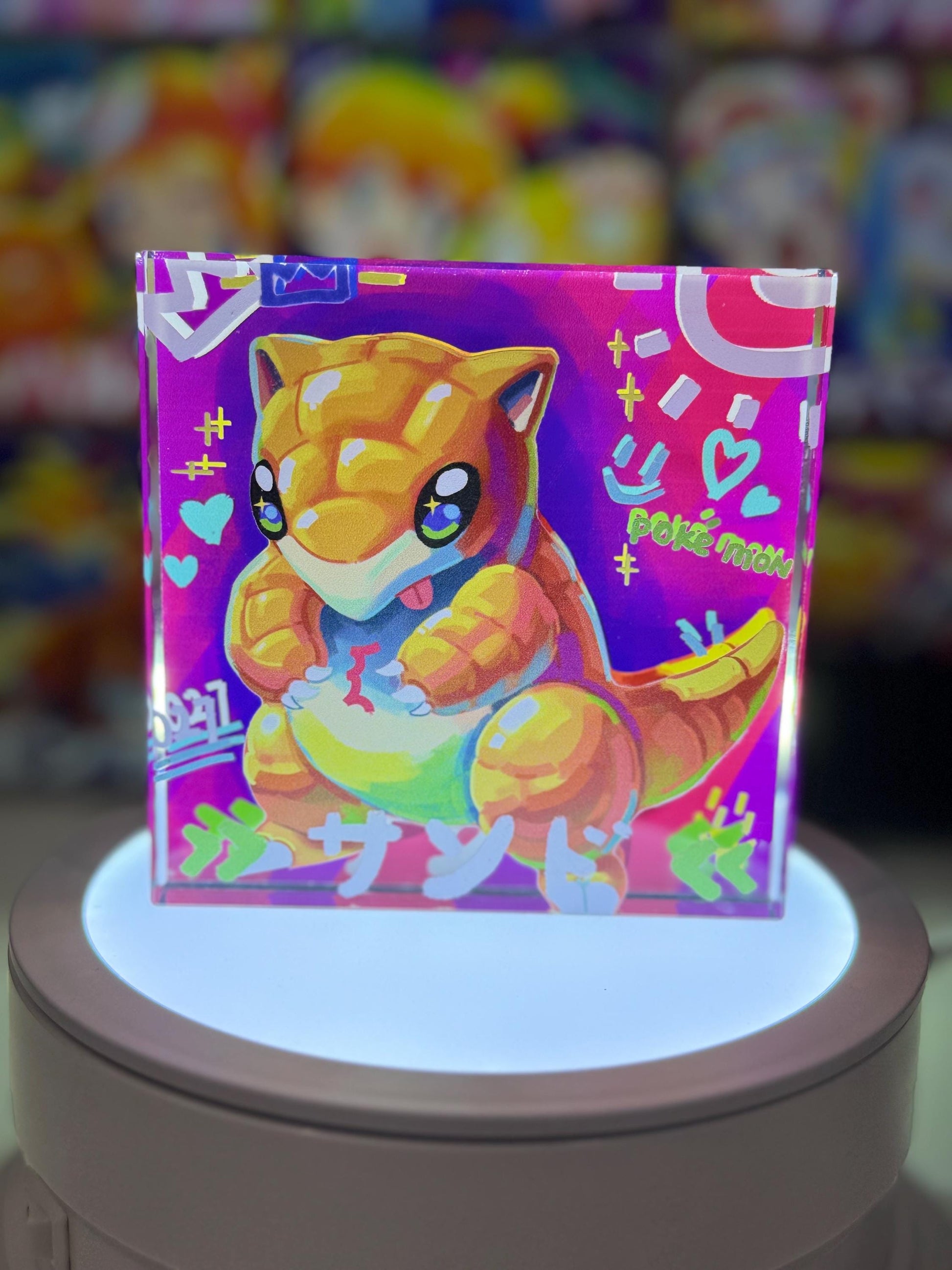 Sandshrew Sandslash Evolution CustomMade Pokemon Crystal Acrylic Block 10x10x1.5cm-Gift For him-Pokemon fan-Pokemon TCG PTCG Full Art
