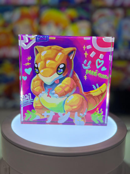 Sandshrew Sandslash Evolution CustomMade Pokemon Crystal Acrylic Block 10x10x1.5cm-Gift For him-Pokemon fan-Pokemon TCG PTCG Full Art