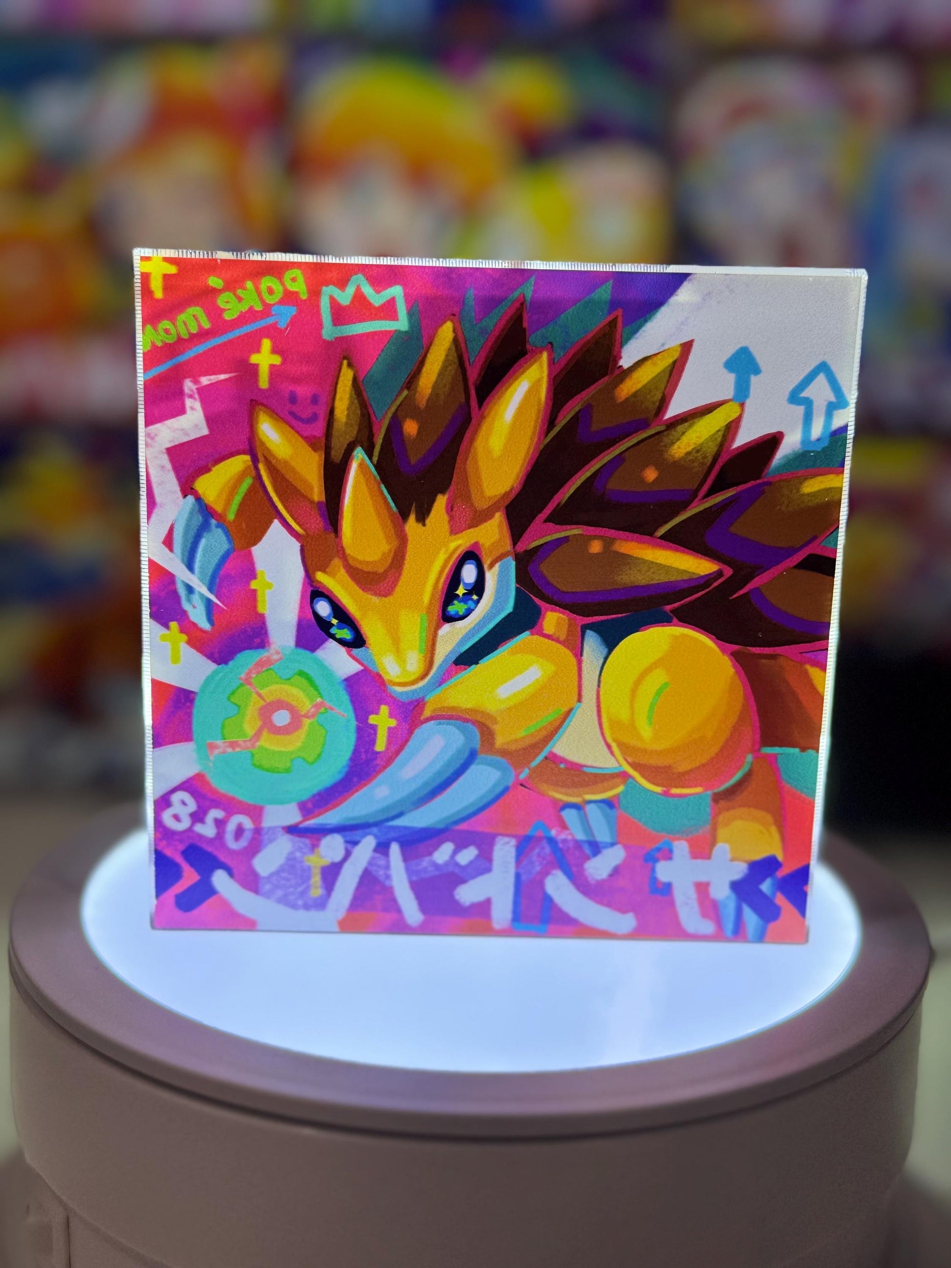 Sandshrew Sandslash Evolution CustomMade Pokemon Crystal Acrylic Block 10x10x1.5cm-Gift For him-Pokemon fan-Pokemon TCG PTCG Full Art
