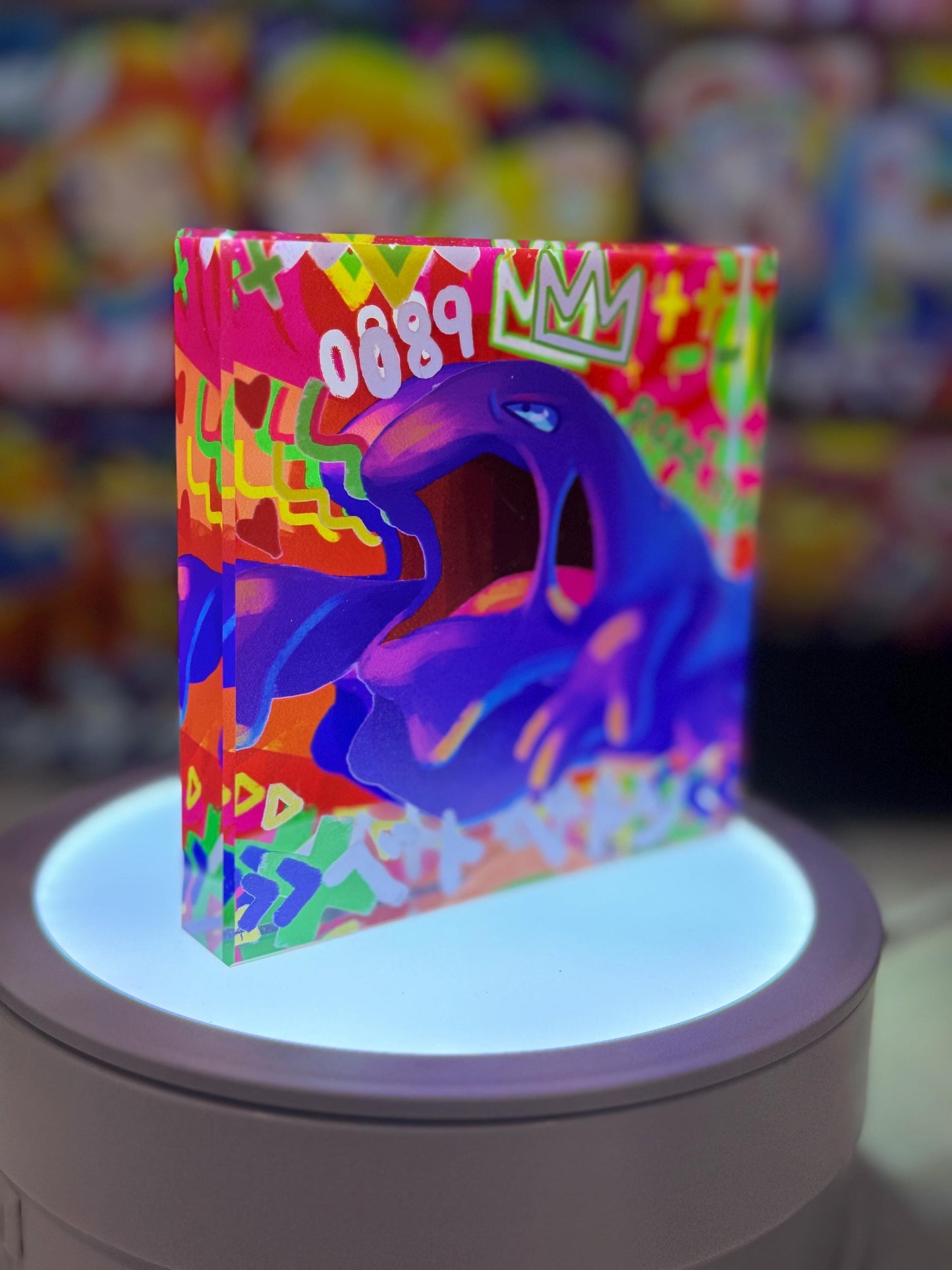 Grimer Muk Evolution Chain CustomMade Pokemon Crystal Acrylic Block 10x10x1.5cm-Gift For him-Pokemon fan-Pokemon TCG PTCG Full Art