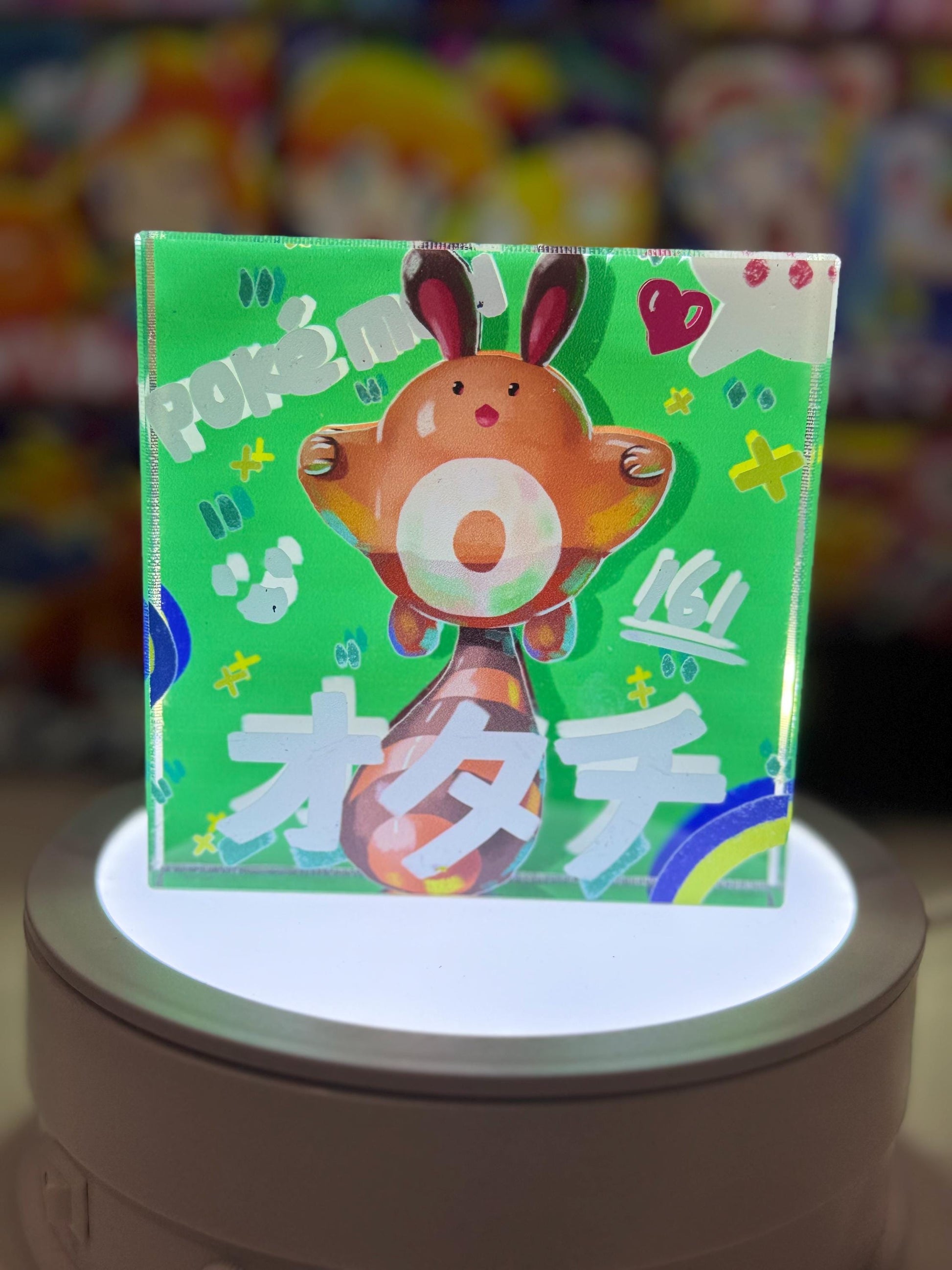 Sentret Furret Evolution Chain CustomMade Pokemon Crystal Acrylic Block 10x10x1.5cm-Gift For him-Pokemon fan-Pokemon TCG PTCG Full Art