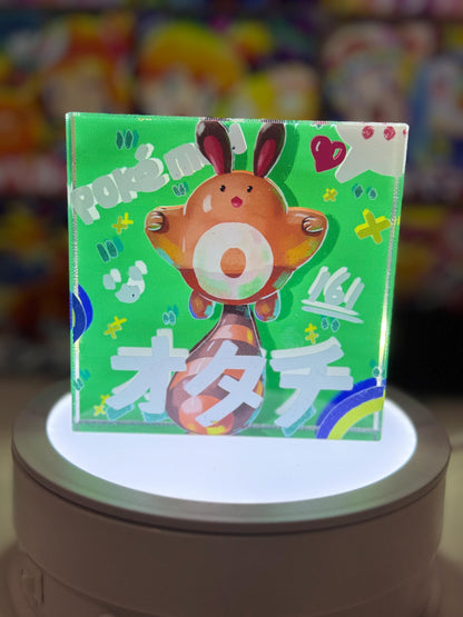 Sentret Furret Evolution Chain CustomMade Pokemon Crystal Acrylic Block 10x10x1.5cm-Gift For him-Pokemon fan-Pokemon TCG PTCG Full Art
