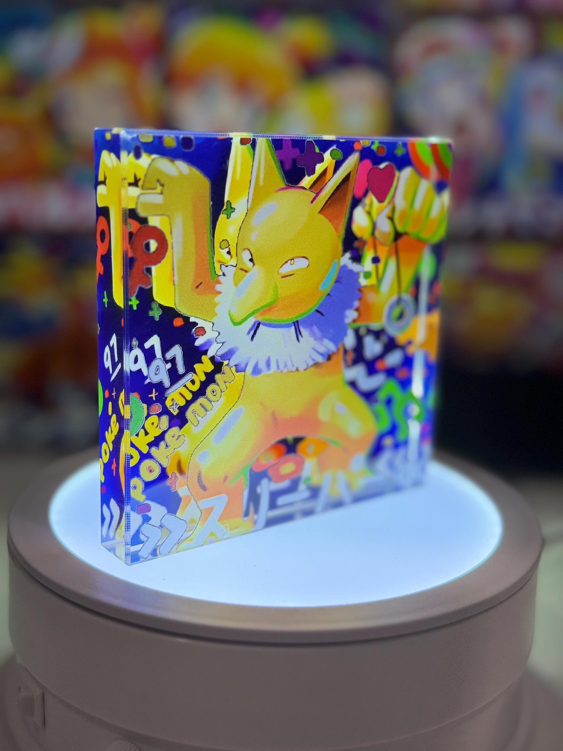 Drowzee Hypno Evolution Chain CustomMade Pokemon Crystal Acrylic Block 10x10x1.5cm-Gift For him-Pokemon fan-Pokemon TCG PTCG Full Art