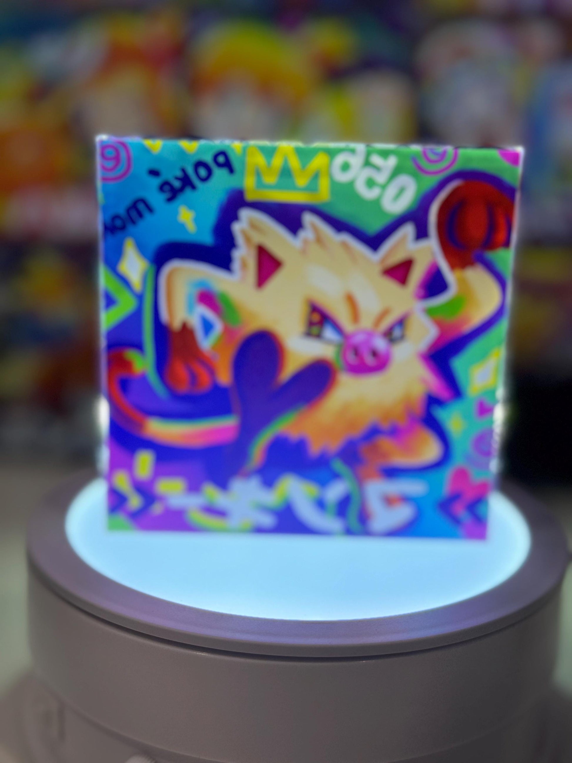 Mankey Primeape Evolution Chain CustomMade Pokemon Crystal Acrylic Block 10x10x1.5cm-Gift For him-Pokemon fan-Pokemon TCG PTCG Full Art