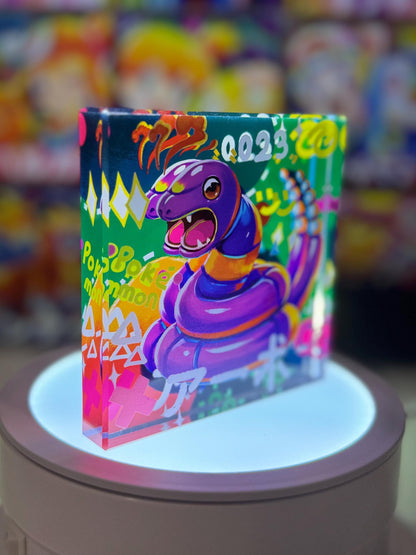 Arbok Ekans Evolution Chain CustomMade Pokemon Crystal Acrylic Block 10x10x1.5cm-Gift For him-Pokemon fan-Pokemon TCG PTCG Full Art