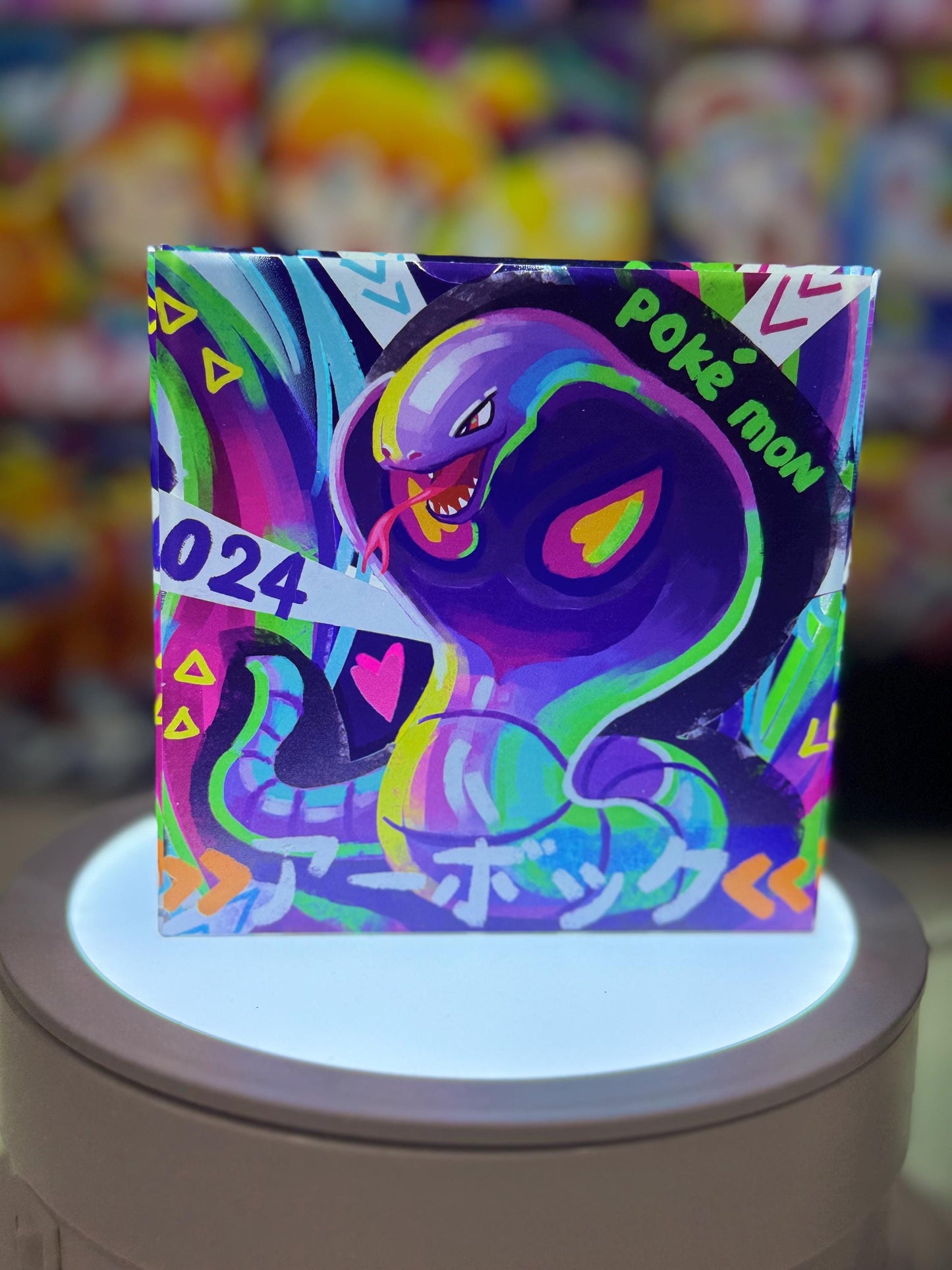 Arbok Ekans Evolution Chain CustomMade Pokemon Crystal Acrylic Block 10x10x1.5cm-Gift For him-Pokemon fan-Pokemon TCG PTCG Full Art