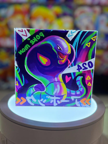 Arbok Ekans Evolution Chain CustomMade Pokemon Crystal Acrylic Block 10x10x1.5cm-Gift For him-Pokemon fan-Pokemon TCG PTCG Full Art