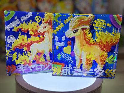 Ponyta Rapidash Evolution Chain CustomMade Pokemon Crystal Acrylic Block 10x10x1.5cm-Gift For him-Pokemon fan-Pokemon TCG PTCG Full Art