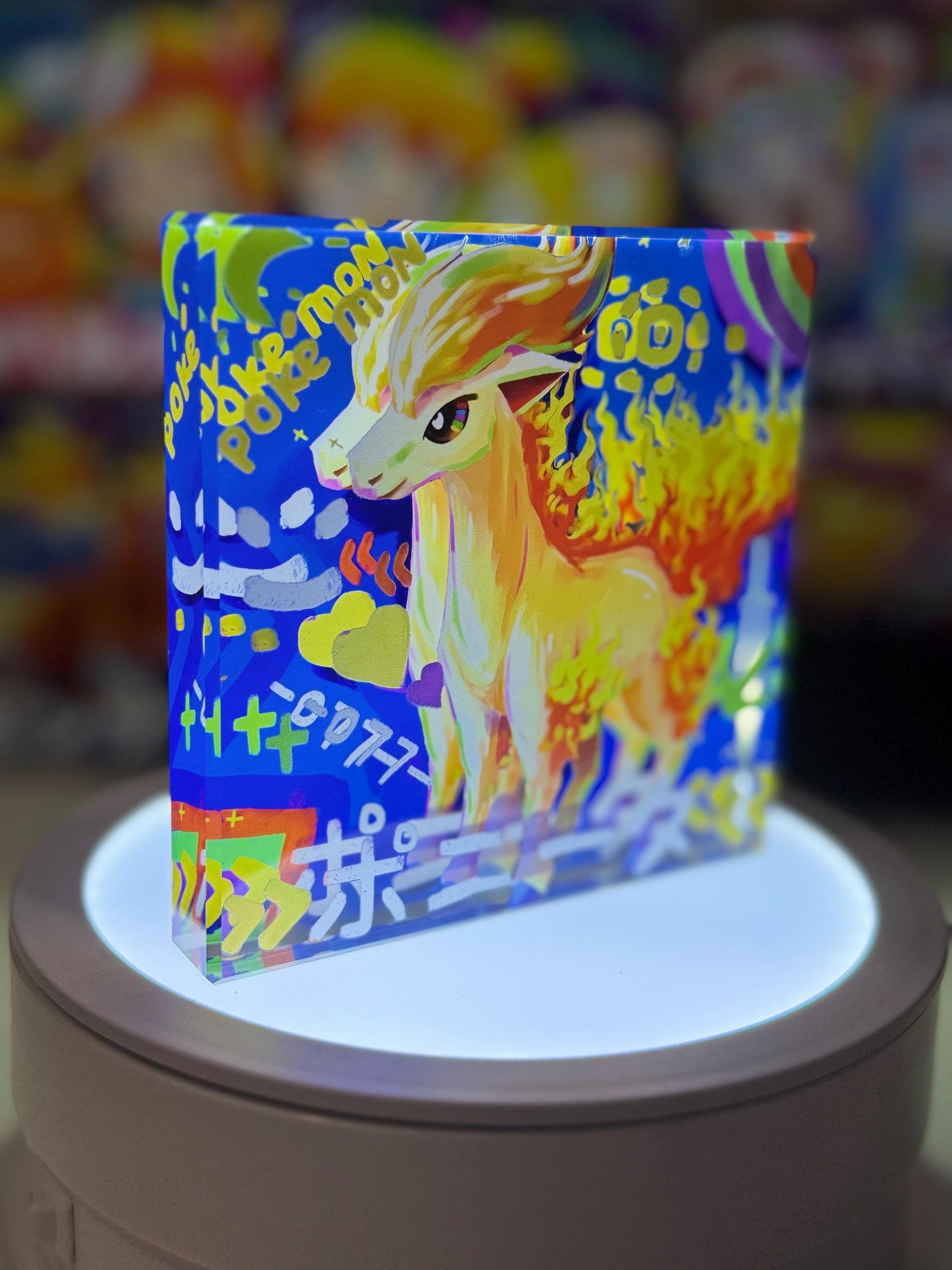Ponyta Rapidash Evolution Chain CustomMade Pokemon Crystal Acrylic Block 10x10x1.5cm-Gift For him-Pokemon fan-Pokemon TCG PTCG Full Art