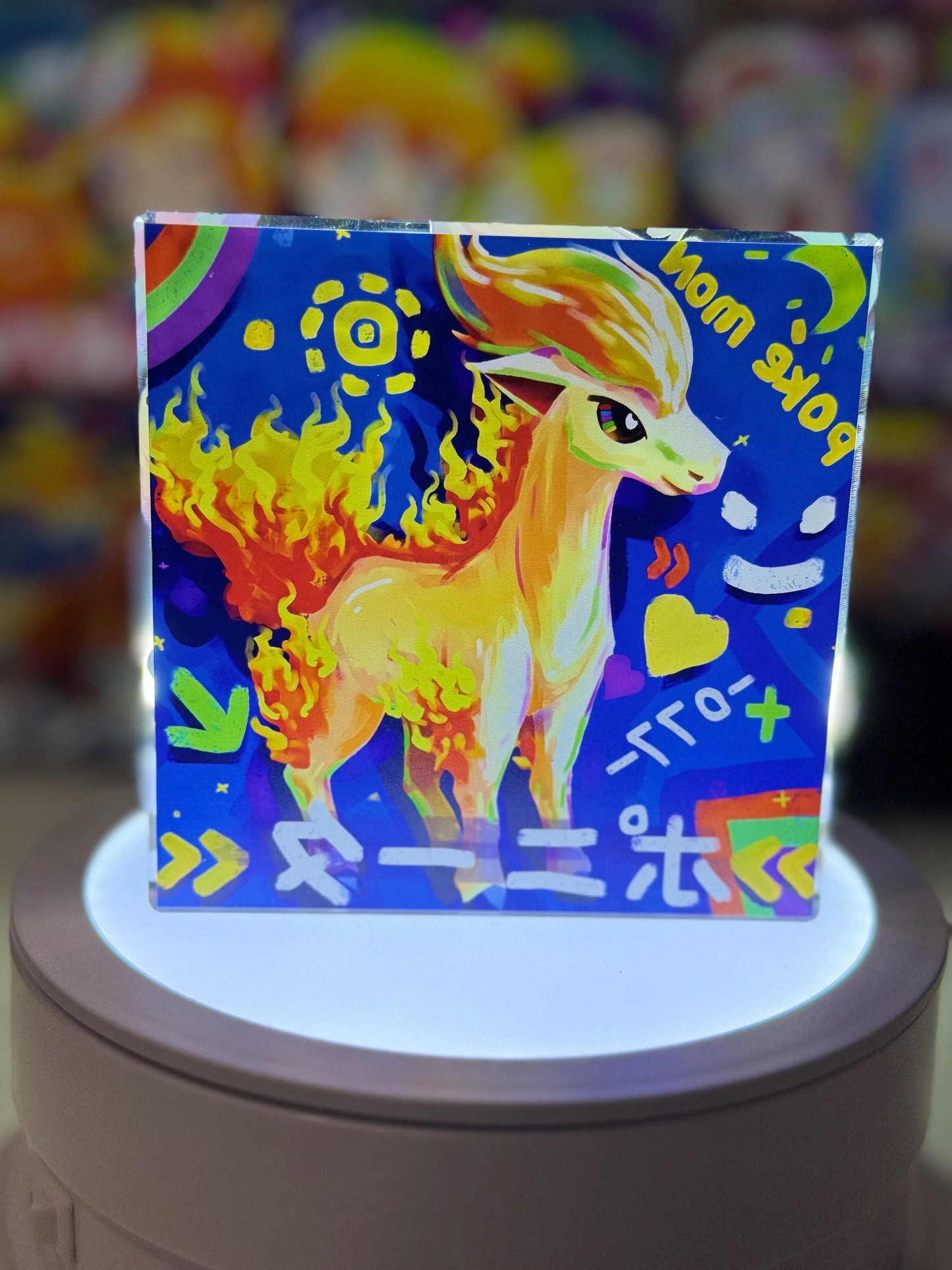 Ponyta Rapidash Evolution Chain CustomMade Pokemon Crystal Acrylic Block 10x10x1.5cm-Gift For him-Pokemon fan-Pokemon TCG PTCG Full Art