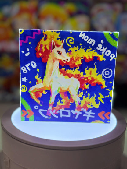 Ponyta Rapidash Evolution Chain CustomMade Pokemon Crystal Acrylic Block 10x10x1.5cm-Gift For him-Pokemon fan-Pokemon TCG PTCG Full Art