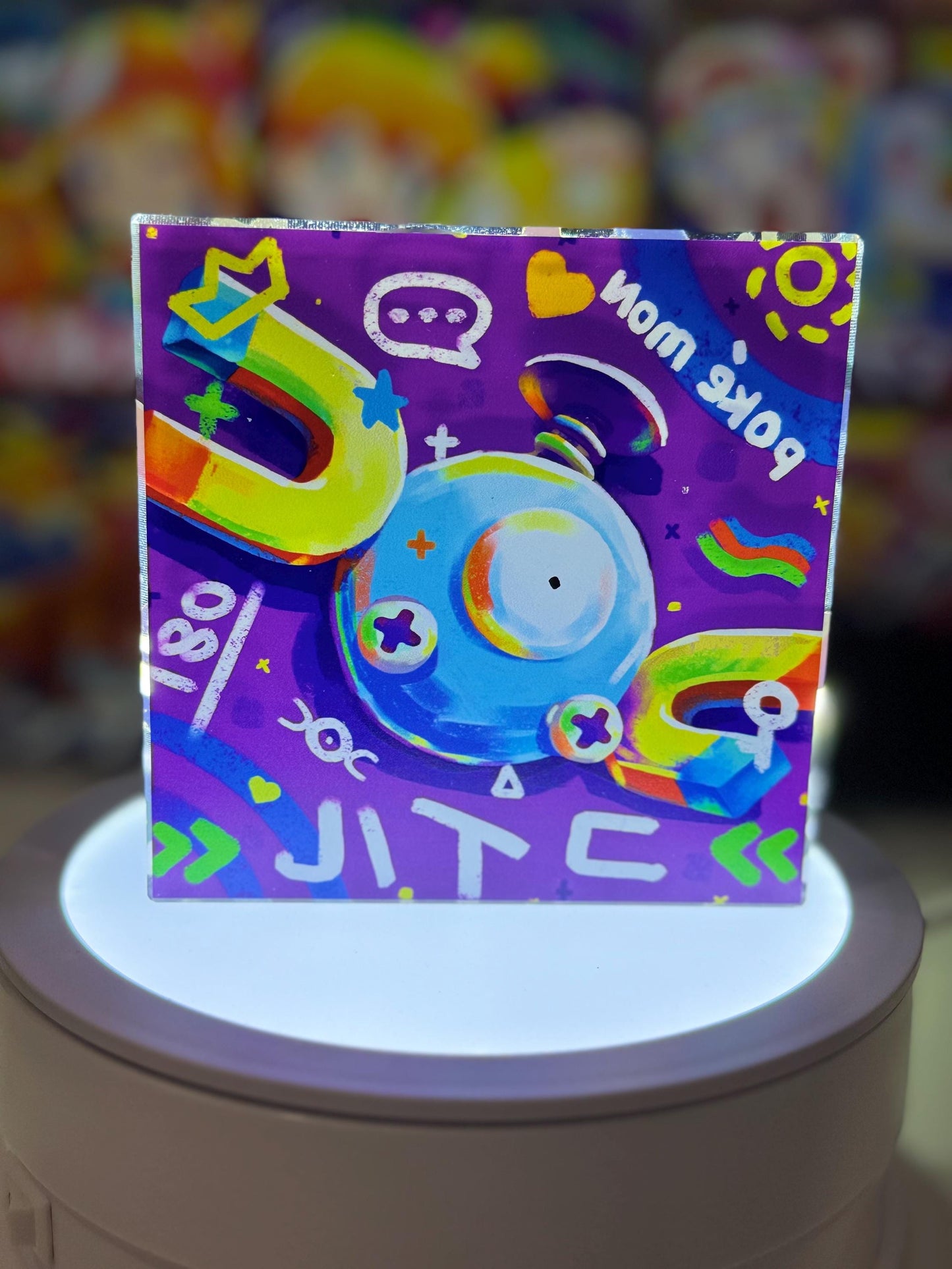 Magnemite Magneton Evolution Chain CustomMade Pokemon Crystal Acrylic Block 10x10x1.5cmGift For him-Pokemon fan-Pokemon TCG PTCG Full Art