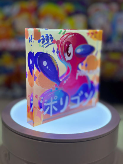 Porygon /2 Evolution Chain CustomMade Pokemon Crystal Acrylic Block 10x10x1.5cm-Gift For him-Pokemon fan-Pokemon TCG PTCG Full Art
