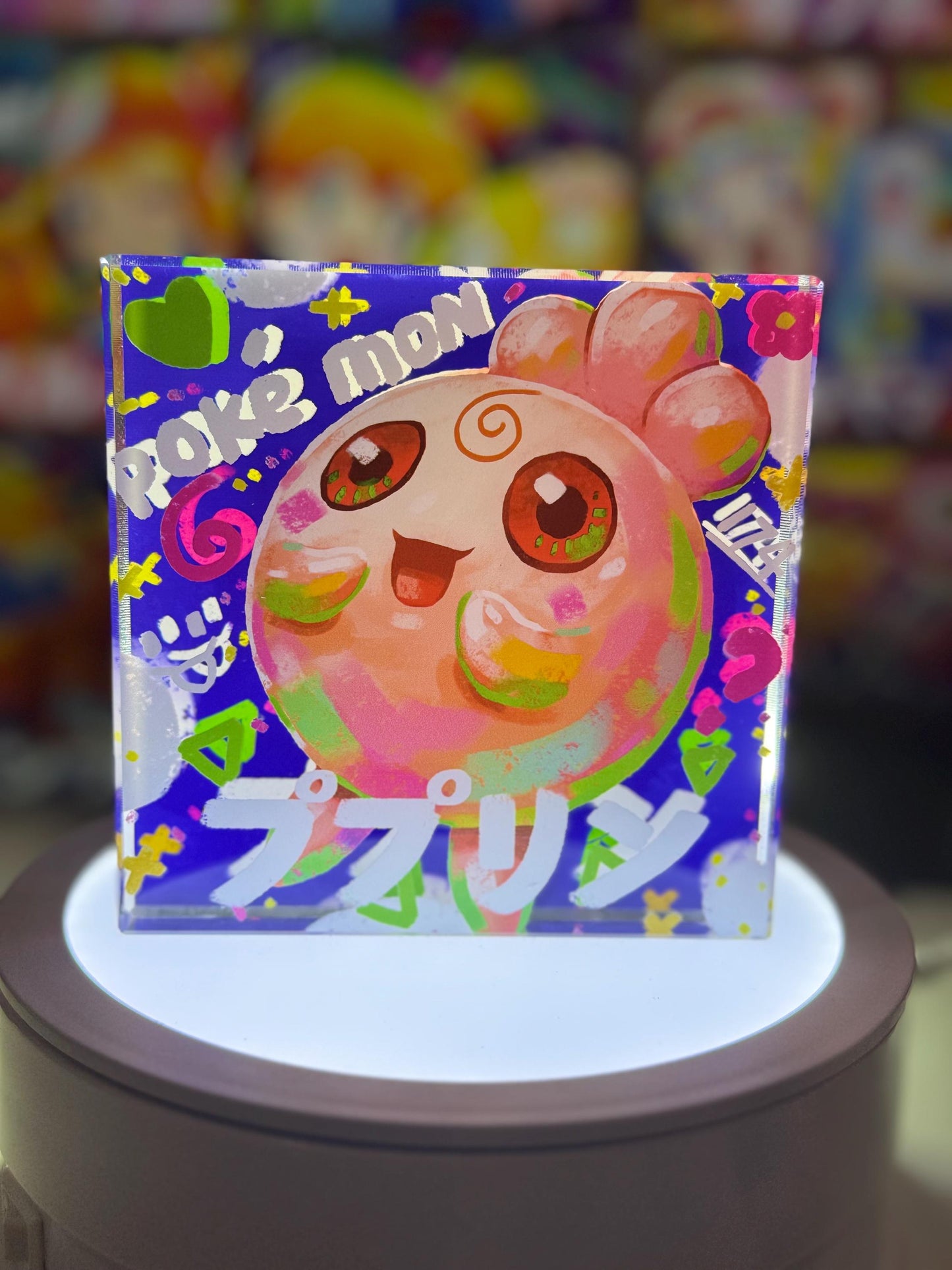 Jigglypuff Evolution Chain CustomMade Pokemon Crystal Acrylic Block 10x10x1.5cm-Gift For him-Pokemon fan-Pokemon TCG PTCG Full Art