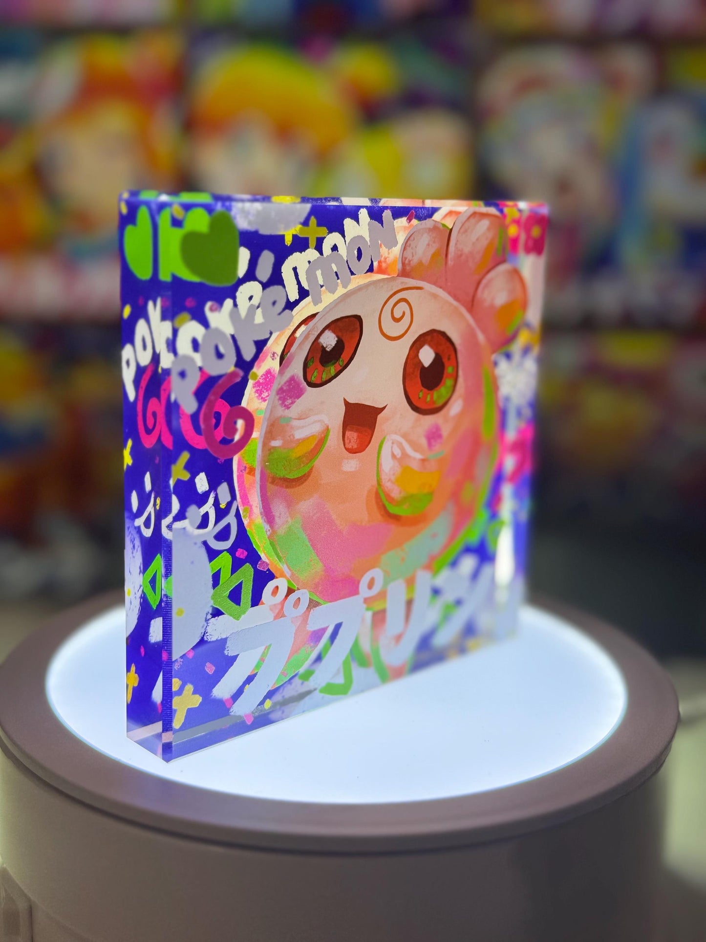 Jigglypuff Evolution Chain CustomMade Pokemon Crystal Acrylic Block 10x10x1.5cm-Gift For him-Pokemon fan-Pokemon TCG PTCG Full Art