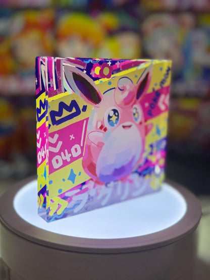 Jigglypuff Evolution Chain CustomMade Pokemon Crystal Acrylic Block 10x10x1.5cm-Gift For him-Pokemon fan-Pokemon TCG PTCG Full Art