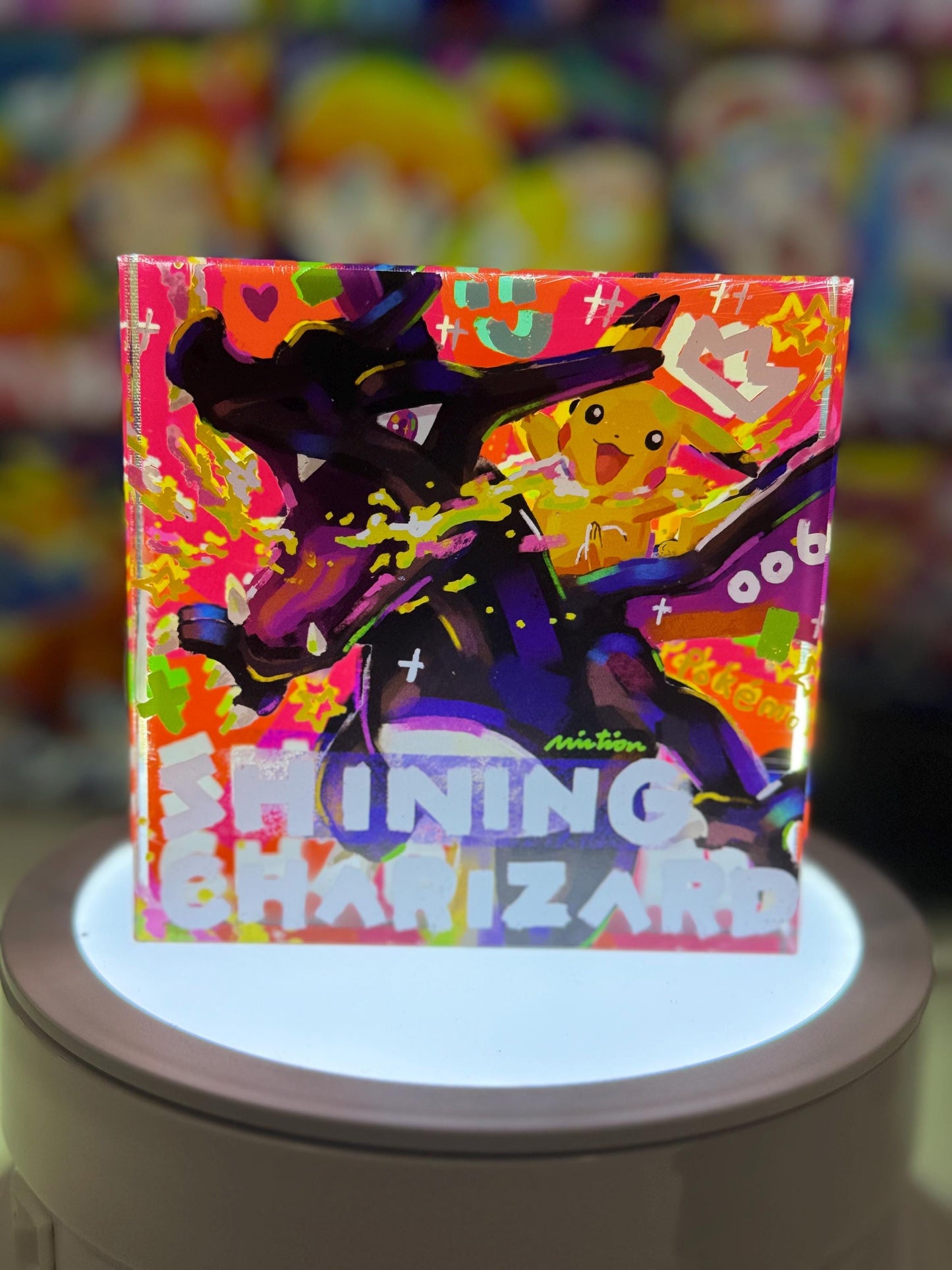 Charizard Shining Red/Black CustomMade Pokemon Crystal Acrylic Block 10x10x1.5cm-Gift For him-Pokemon fan-Pokemon TCG PTCG Full Art