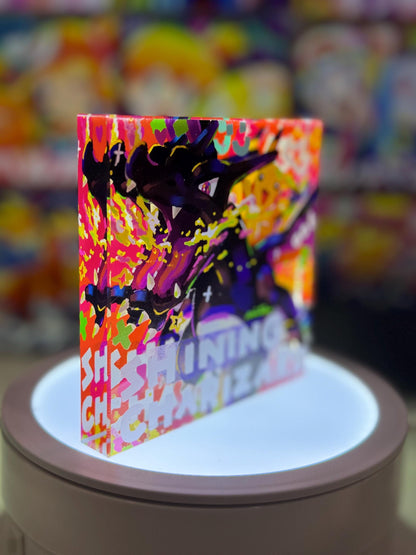 Charizard Shining Red/Black CustomMade Pokemon Crystal Acrylic Block 10x10x1.5cm-Gift For him-Pokemon fan-Pokemon TCG PTCG Full Art