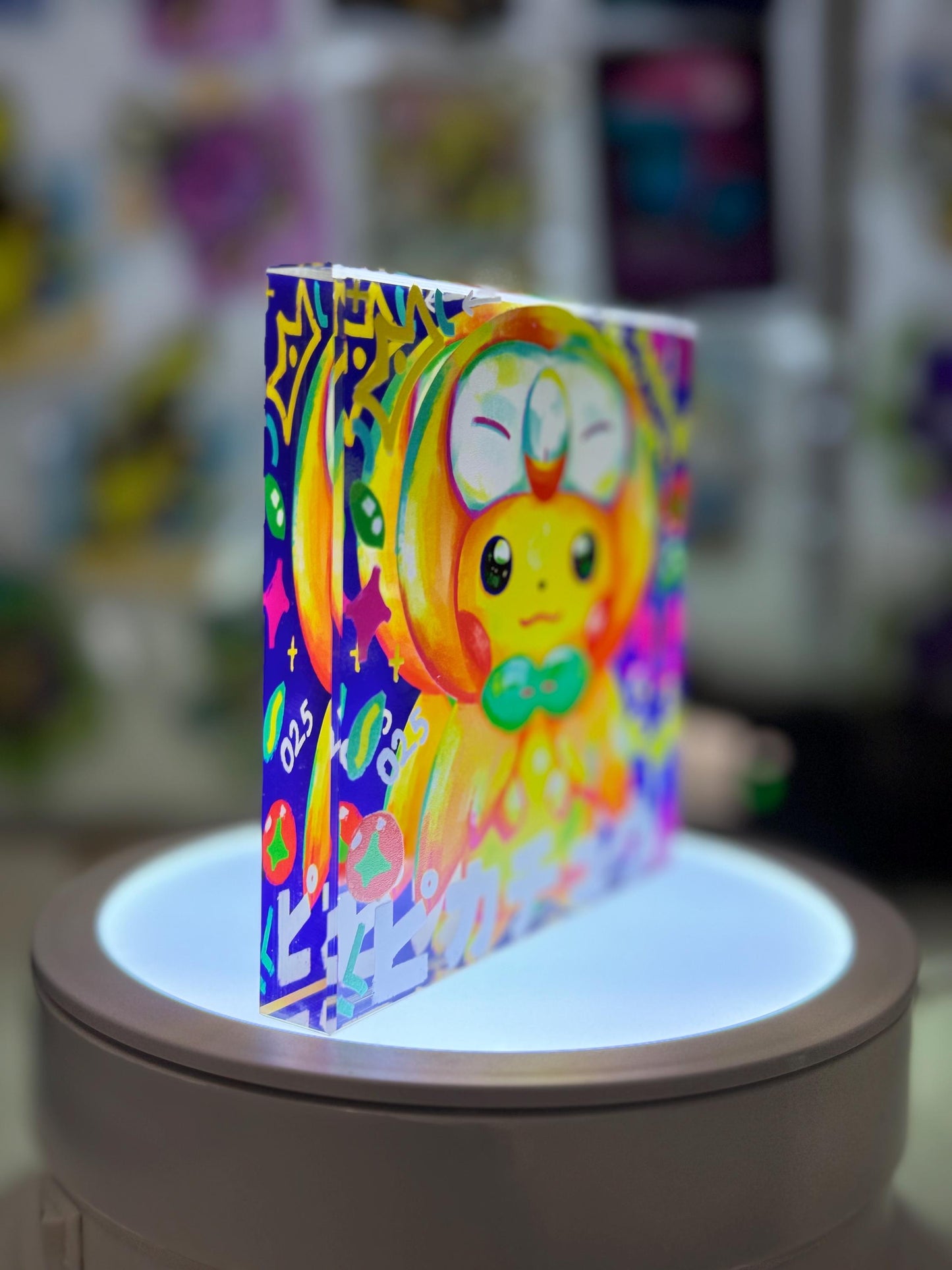 Cosplay Pikachu CustomMade Pokemon Decoration Full Art Acrylic Block 10x10x1.5cm-Gift For him-Pokemon fan-Pokemon TCG PTCG-Pikachu Charizard