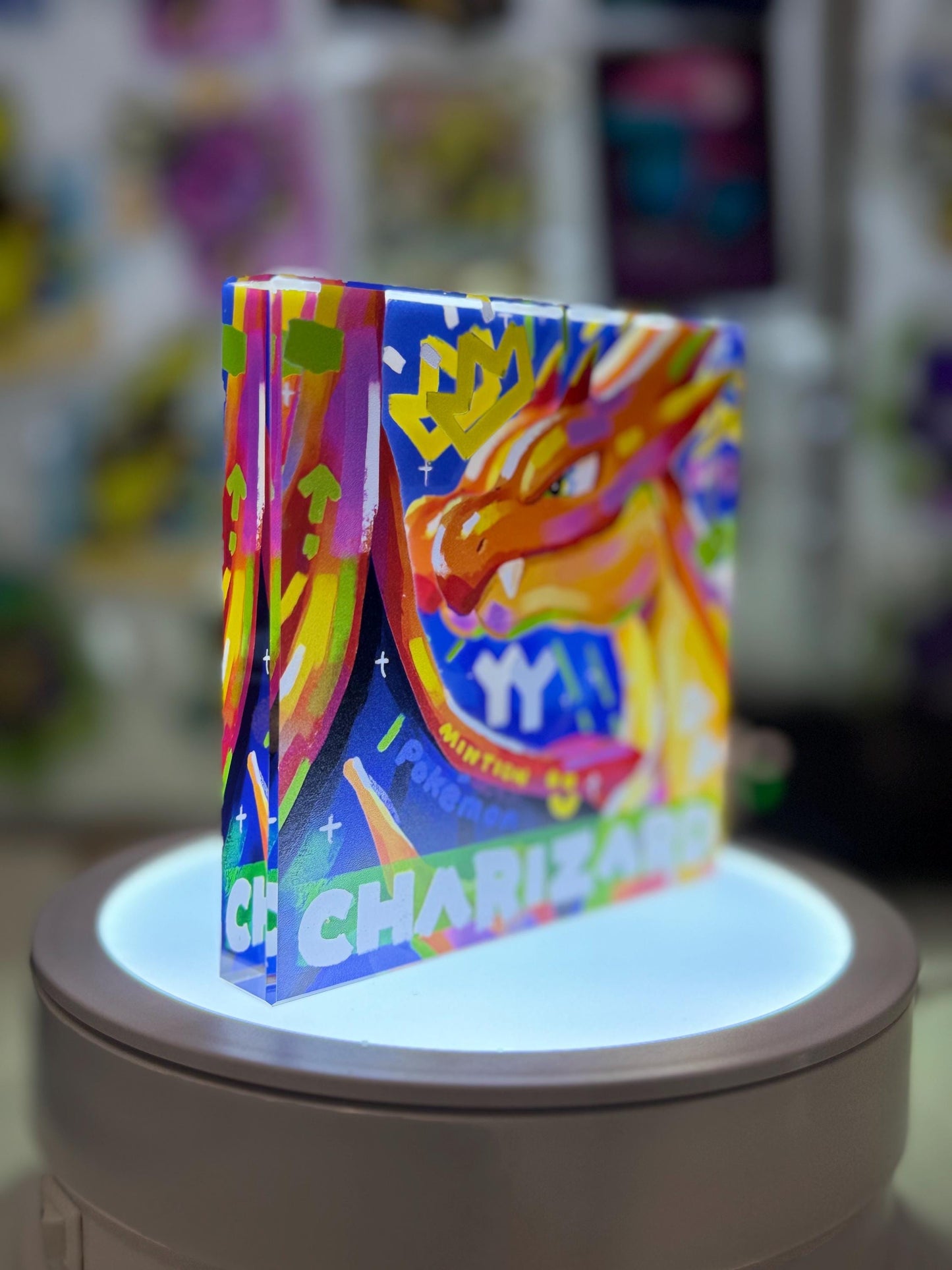 Charizard Y CustomMade Pokemon Crystal Acrylic Block 10x10x1.5cm-Gift For him-Pokemon fan-Pokemon TCG PTCG-Pikachu Charizard Full Art