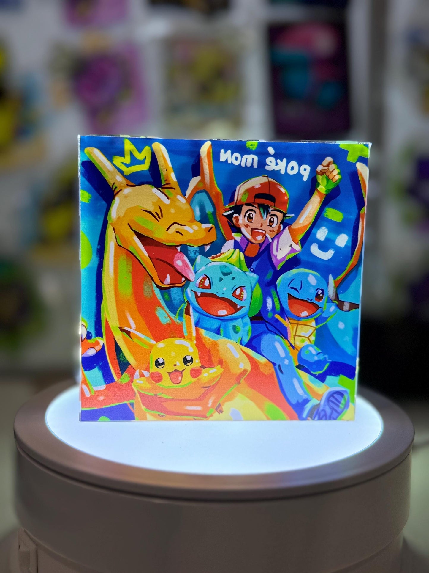 CustomMade Pokemon Crystal Acrylic Block 10x10x1.5cm-Gift For him-Pokemon fan-Pokemon TCG PTCG-Pikachu Charizard Full Art
