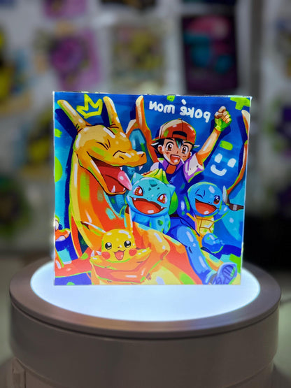 CustomMade Pokemon Crystal Acrylic Block 10x10x1.5cm-Gift For him-Pokemon fan-Pokemon TCG PTCG-Pikachu Charizard Full Art