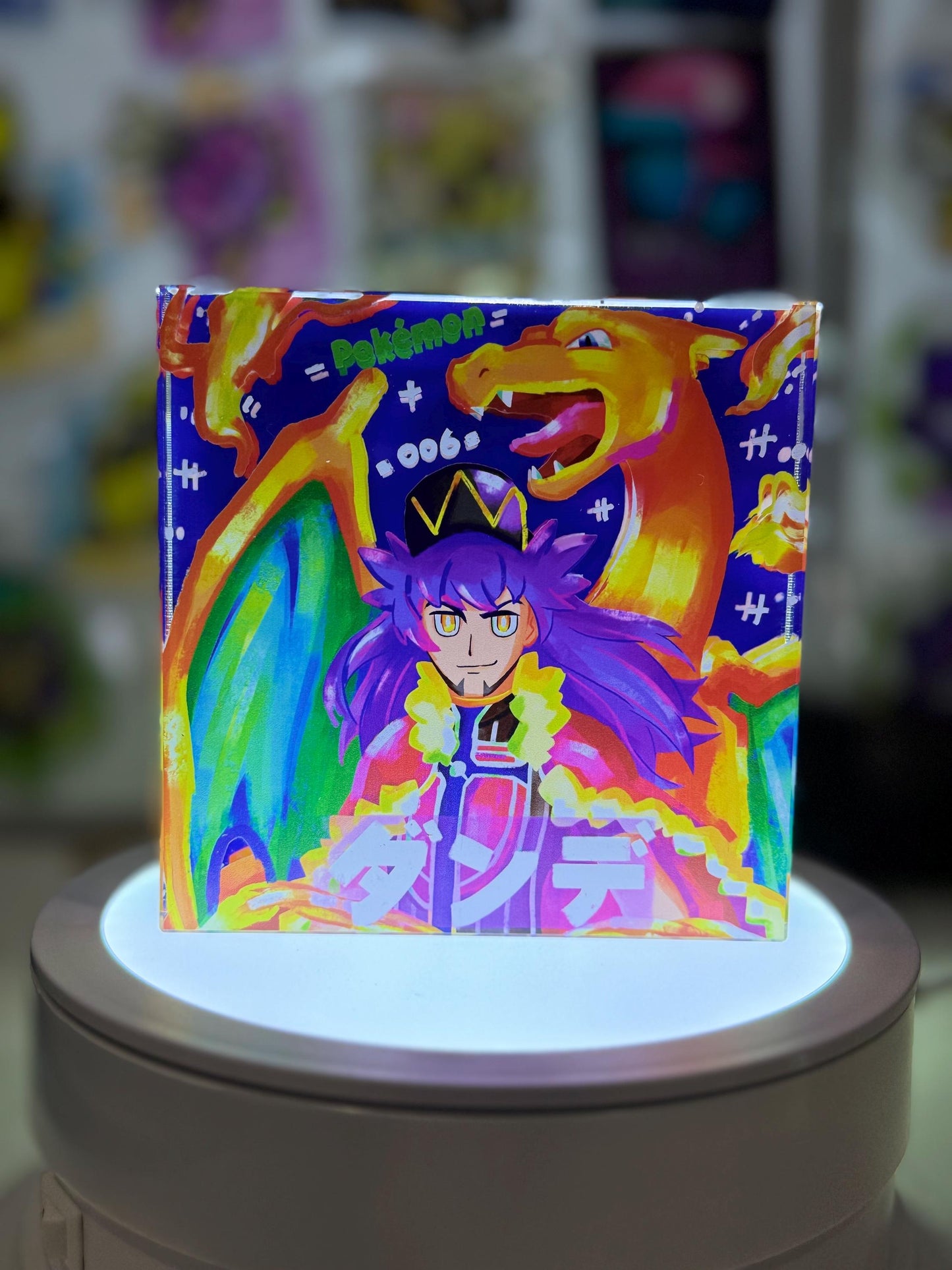 Charizard CustomMade Pokemon Crystal Acrylic Block 10x10x1.5cm-Gift For him-Pokemon fan-Pokemon TCG PTCG-Pikachu Charizard Full Art