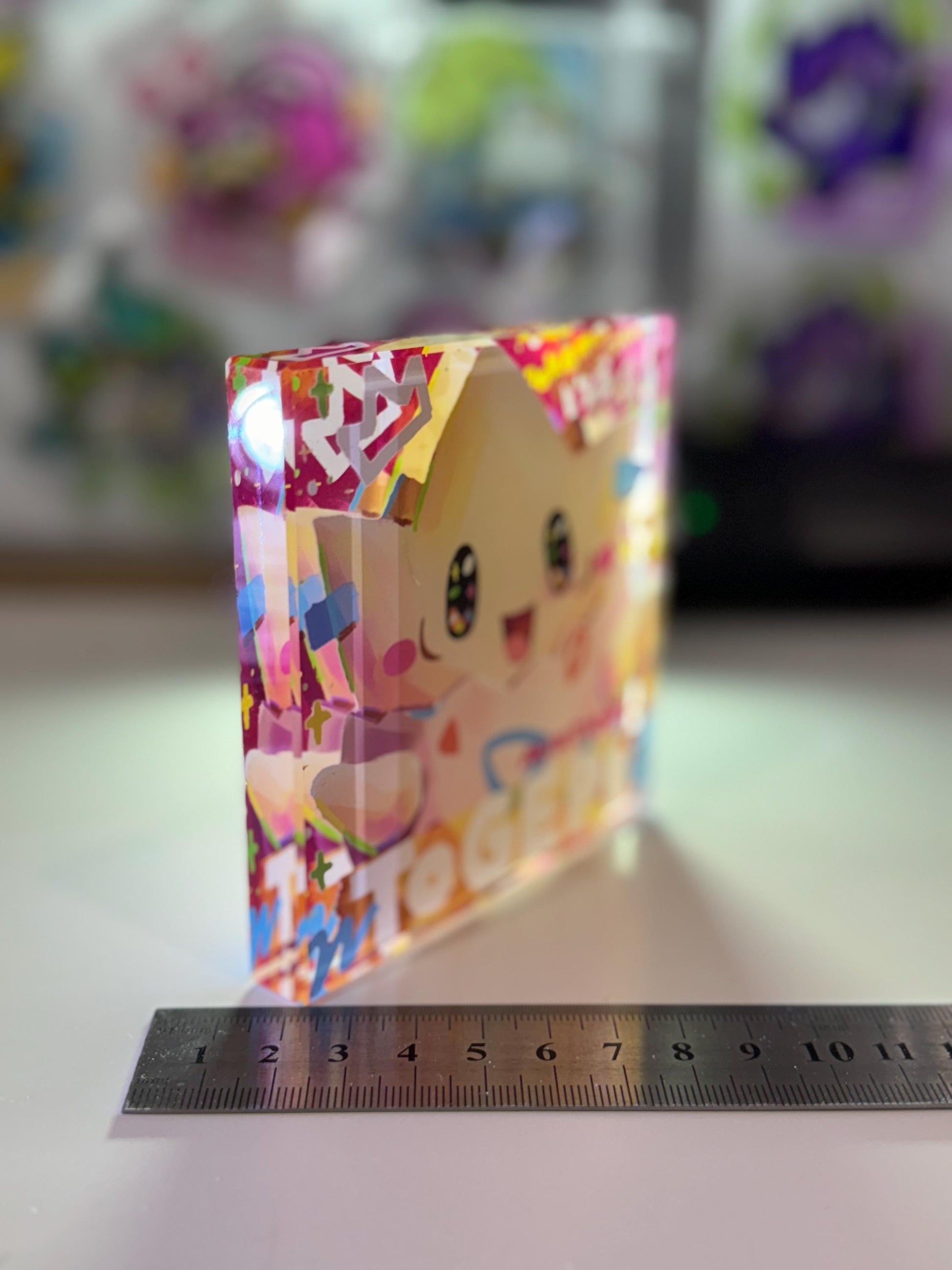 TOPEGI CustomMade Pokemon Crystal Acrylic Block 10x10x1.5cm-Gift For him-Pokemon fan-Pokemon TCG PTCG-Pikachu Charizard Full Art