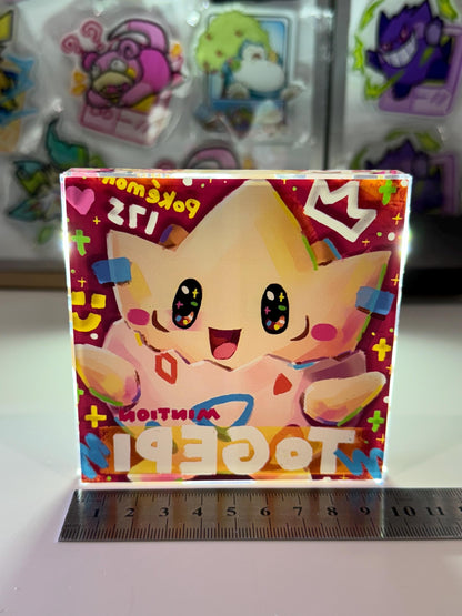 TOPEGI CustomMade Pokemon Crystal Acrylic Block 10x10x1.5cm-Gift For him-Pokemon fan-Pokemon TCG PTCG-Pikachu Charizard Full Art