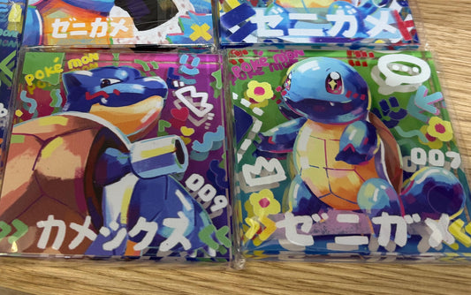 Squirtle & Blastoise Custom Handmade Pokemon Bedside Decoration Full Art Acrylic Block Black Gifts For him - Gifts for her