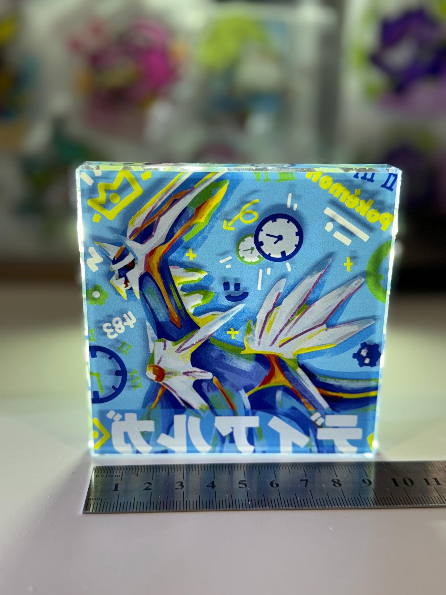 Dialga CustomMade Pokemon Crystal Acrylic Block 10cmx10cmx1.5cm-Gift For him-Pokemon fan-Pokemon TCG PTCG-Pikachu Charizard Gift Full Art