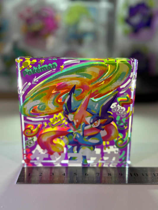 Greninja CustomMade Pokemon Crystal Acrylic Block 10x10x1.5cm-Gift For him-Pokemon fan-Pokemon TCG PTCG-Pikachu Charizard Full Art