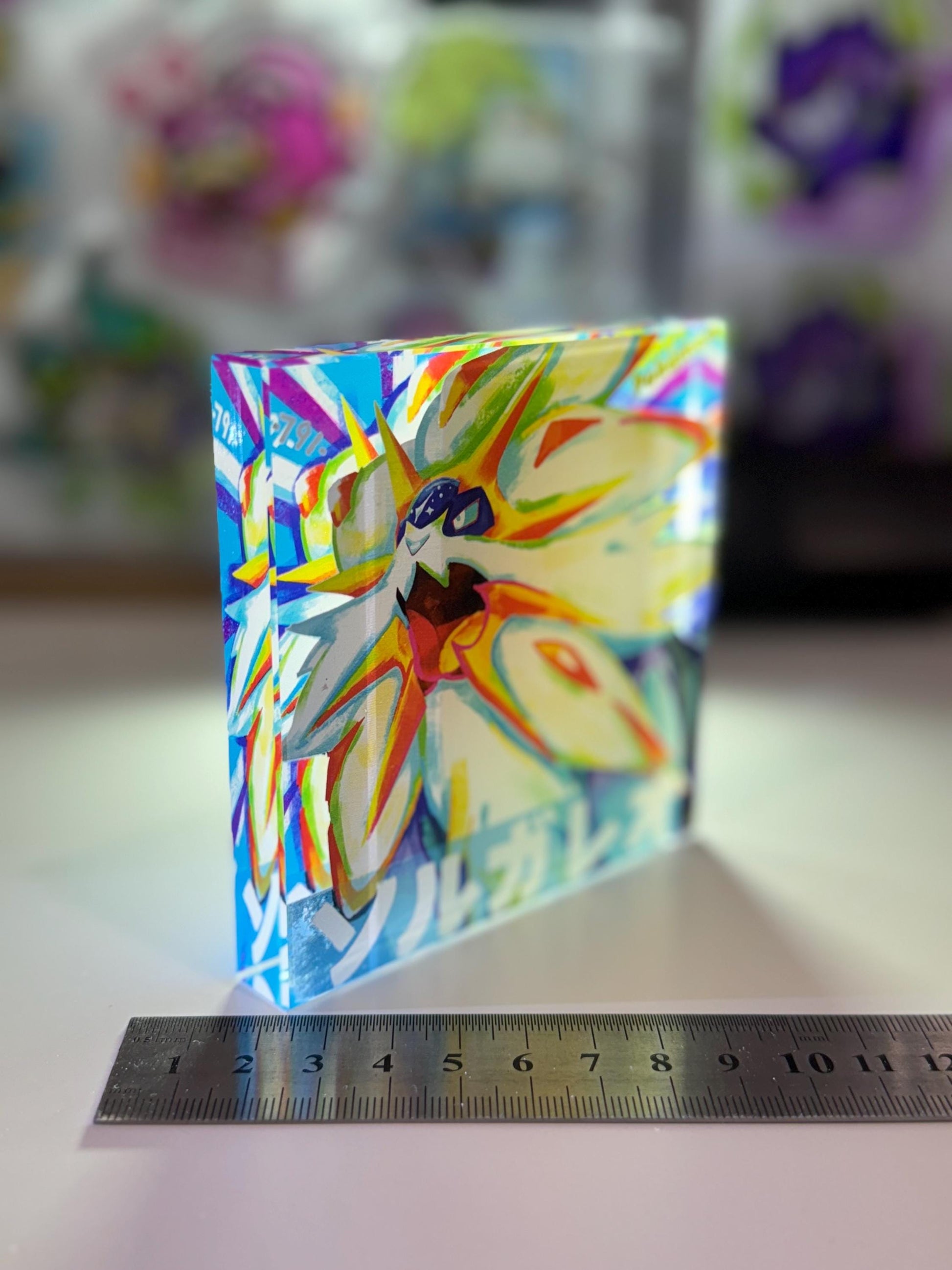 Solgaleo CustomMade Pokemon Crystal Acrylic Block 10x10x1.5cm-Gift For him-Pokemon fan-Pokemon TCG PTCG-Pikachu Charizard Full Art