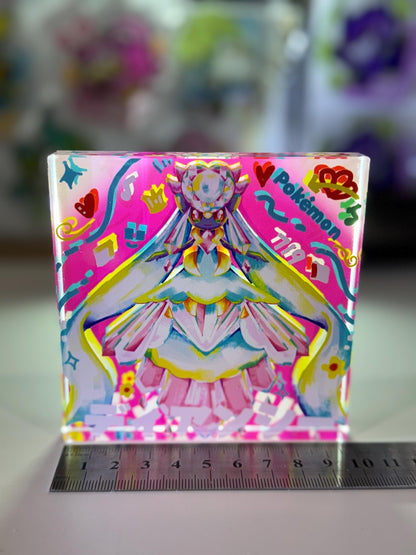 Diancie CustomMade Pokemon Crystal Acrylic Block 10x10x1.5cm-Gift For him-Pokemon fan-Pokemon TCG PTCG-Pikachu Charizard Full Art
