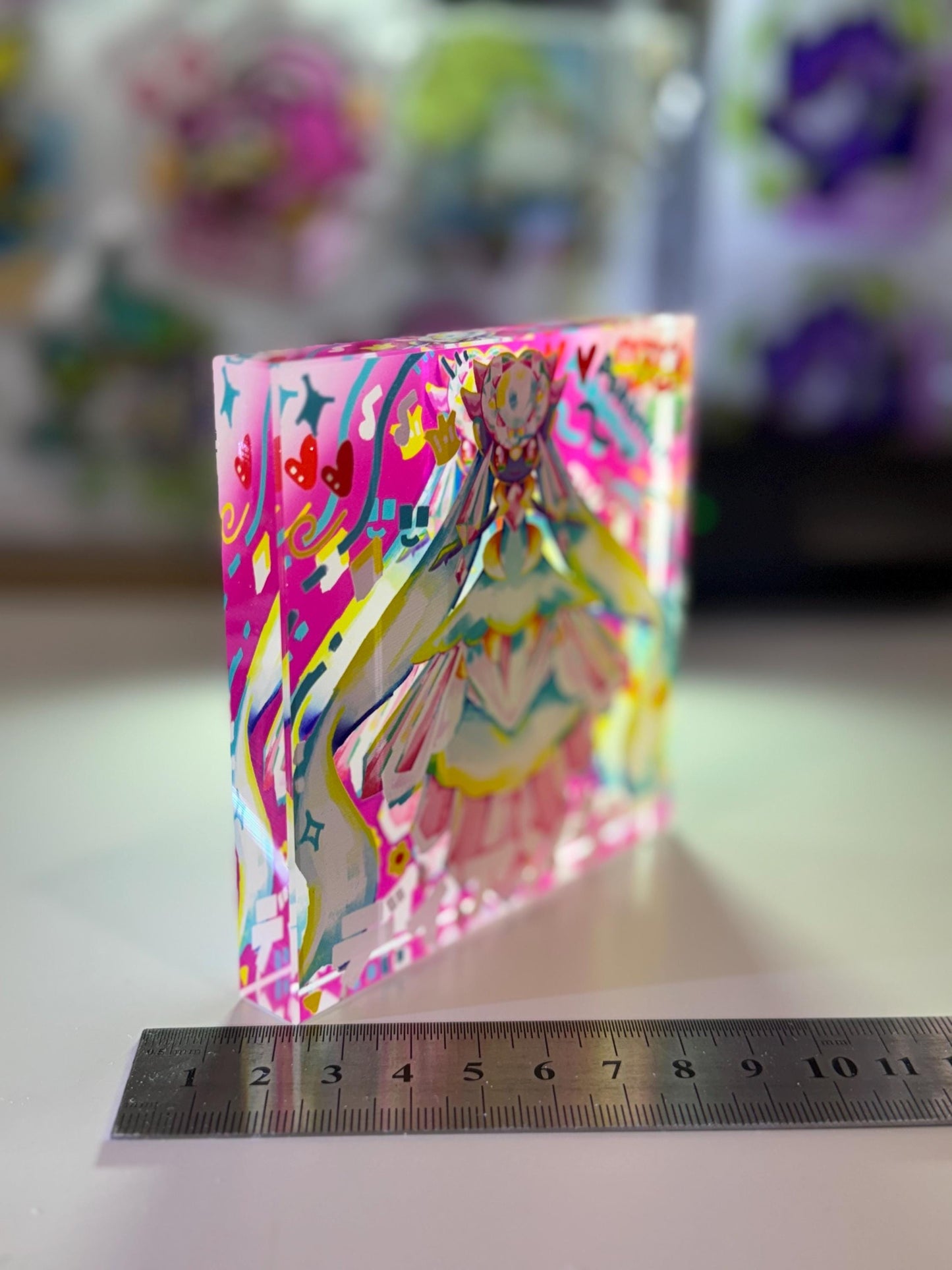 Diancie CustomMade Pokemon Crystal Acrylic Block 10x10x1.5cm-Gift For him-Pokemon fan-Pokemon TCG PTCG-Pikachu Charizard Full Art