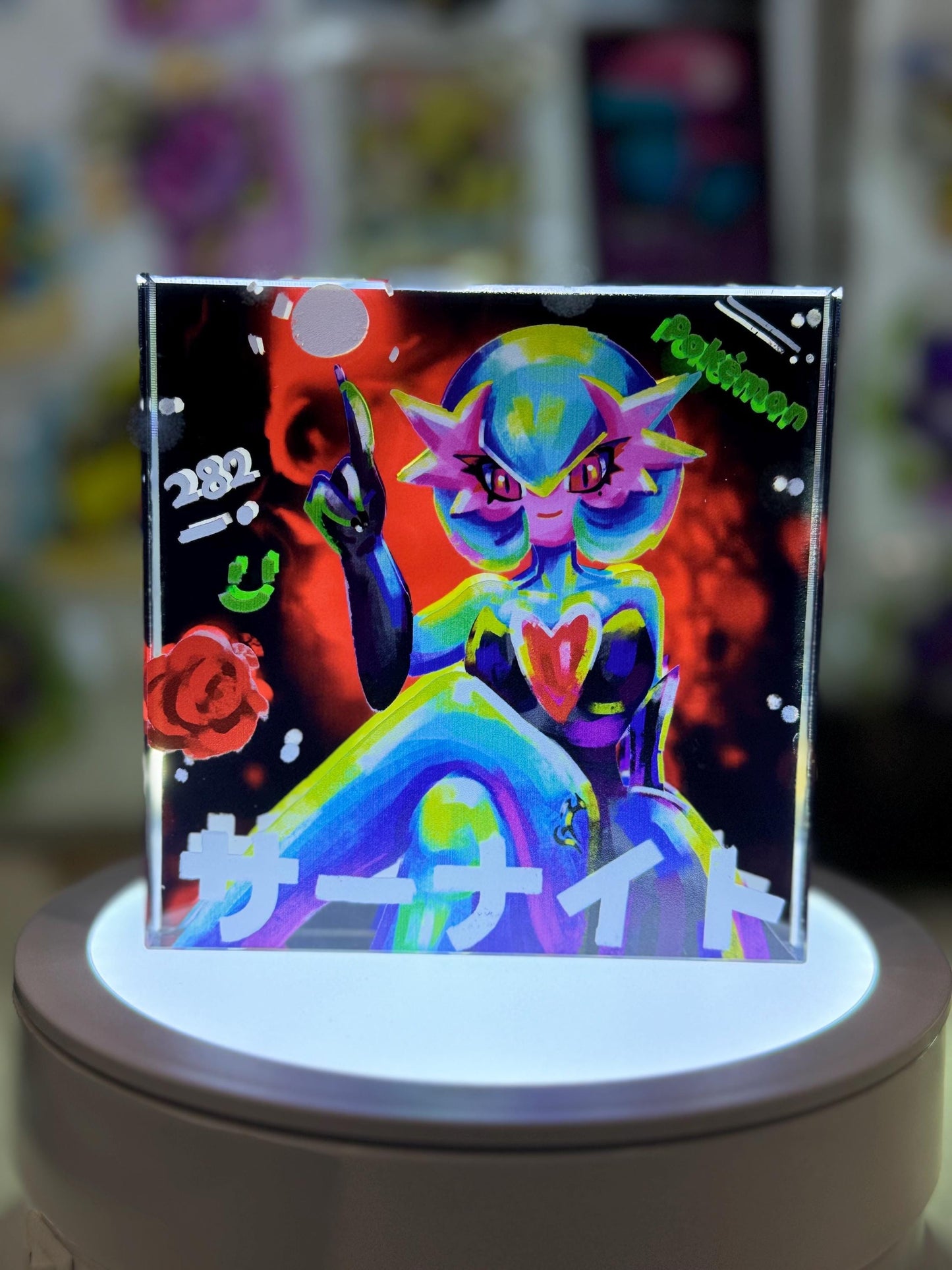 Gardevoir CustomMade Pokemon Crystal Acrylic Block 10x10x1.5cm-Gift For him-Pokemon fan-Pokemon TCG PTCG-Pikachu Charizard Full Art