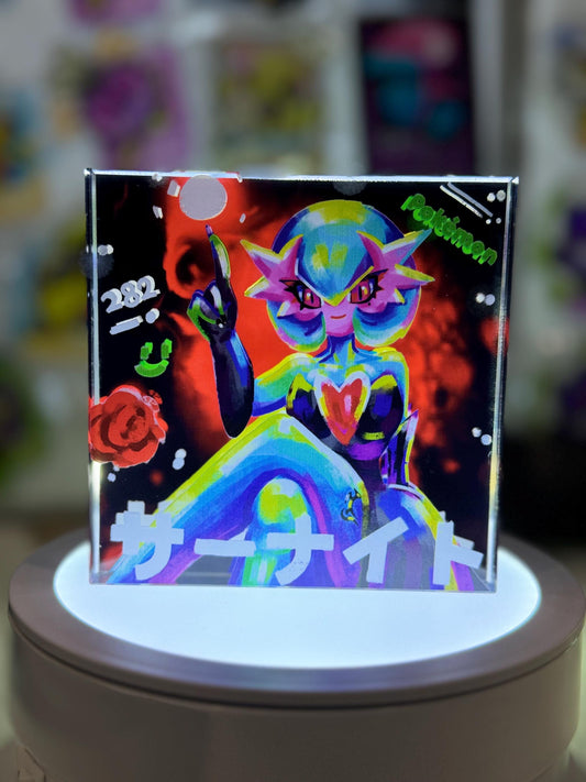 Gardevoir CustomMade Pokemon Crystal Acrylic Block 10x10x1.5cm-Gift For him-Pokemon fan-Pokemon TCG PTCG-Pikachu Charizard Full Art